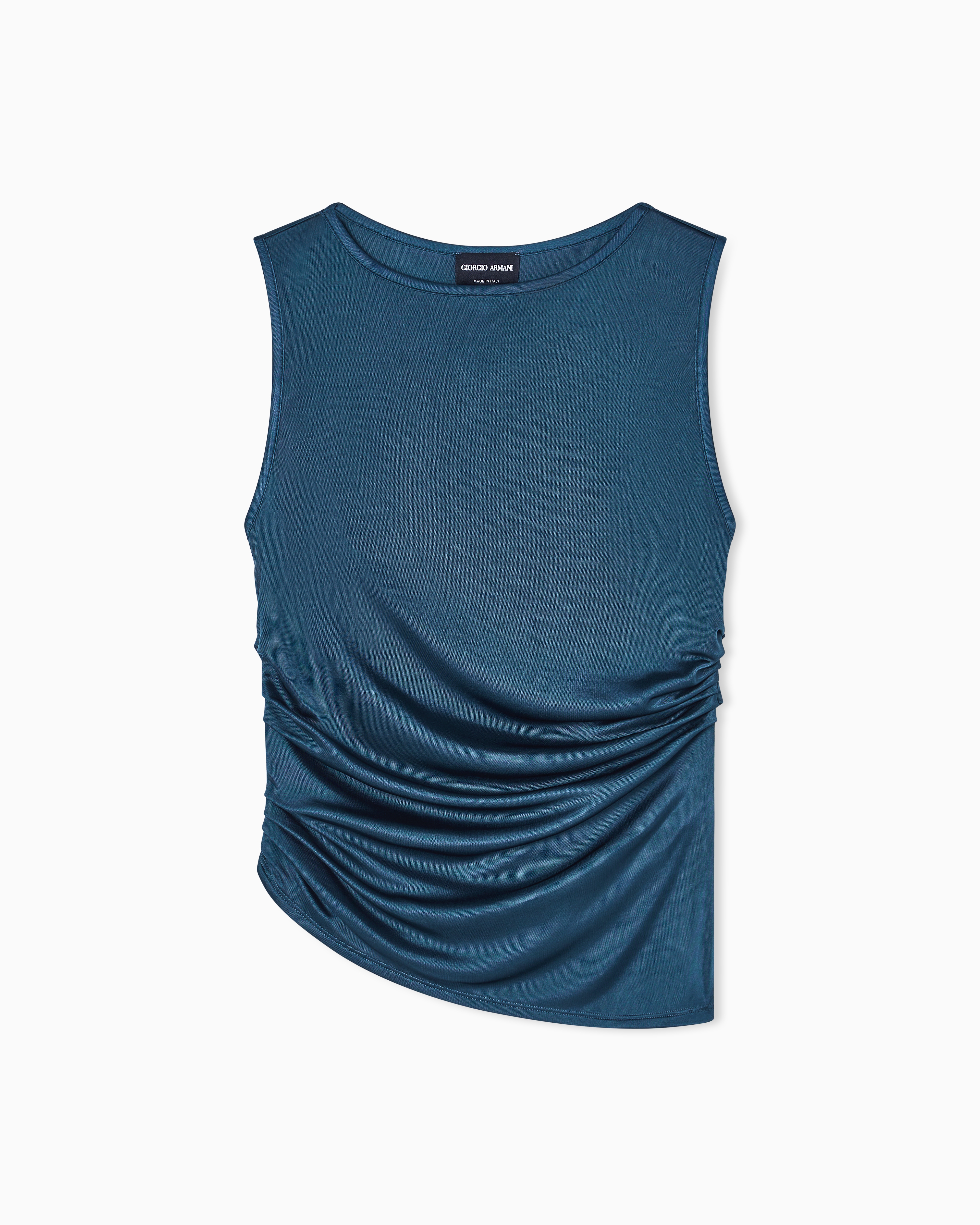 Giorgio Armani Green Viscose Jersey Draped Top