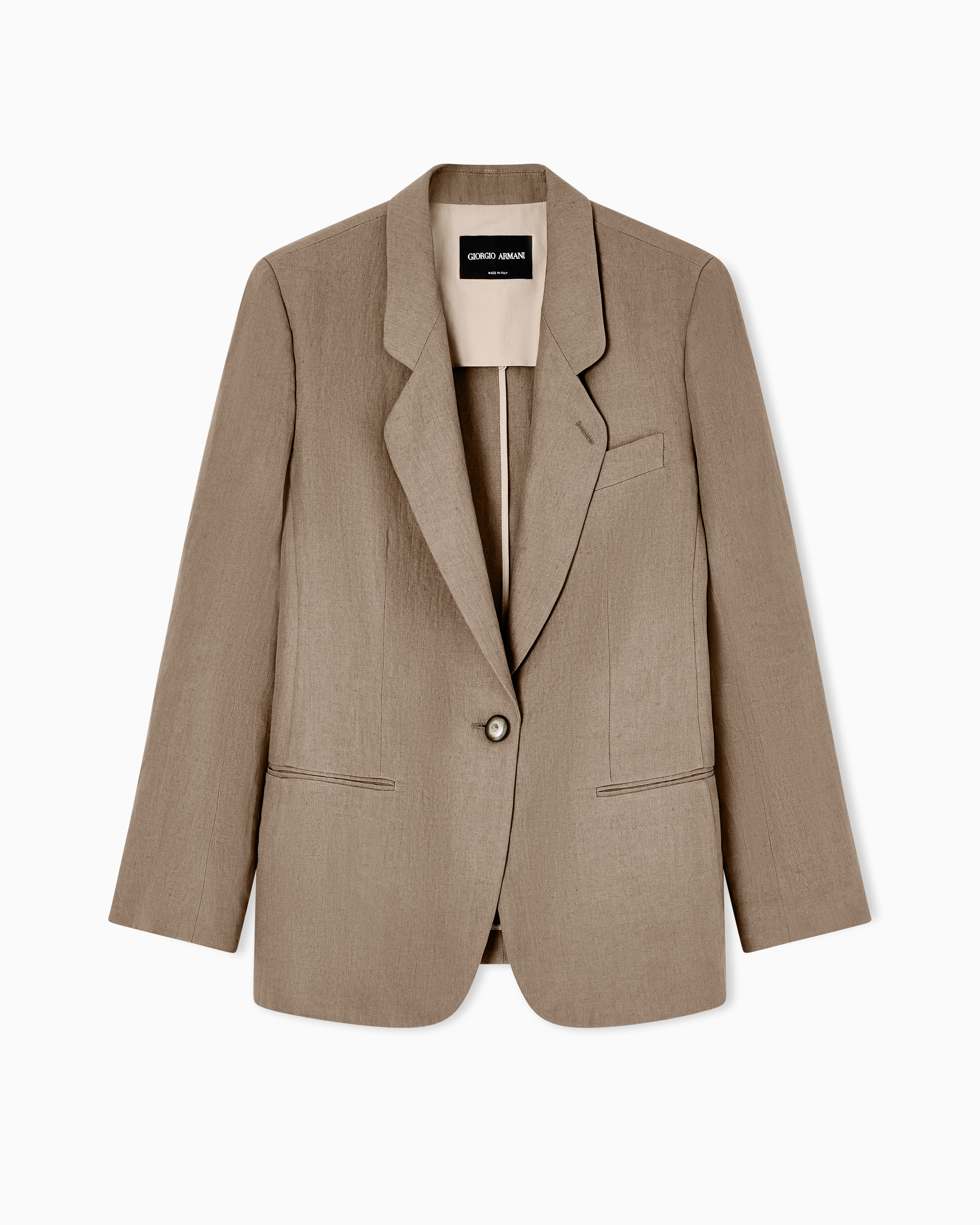 Giorgio Armani Brown Single-Breasted Linen Jacket
