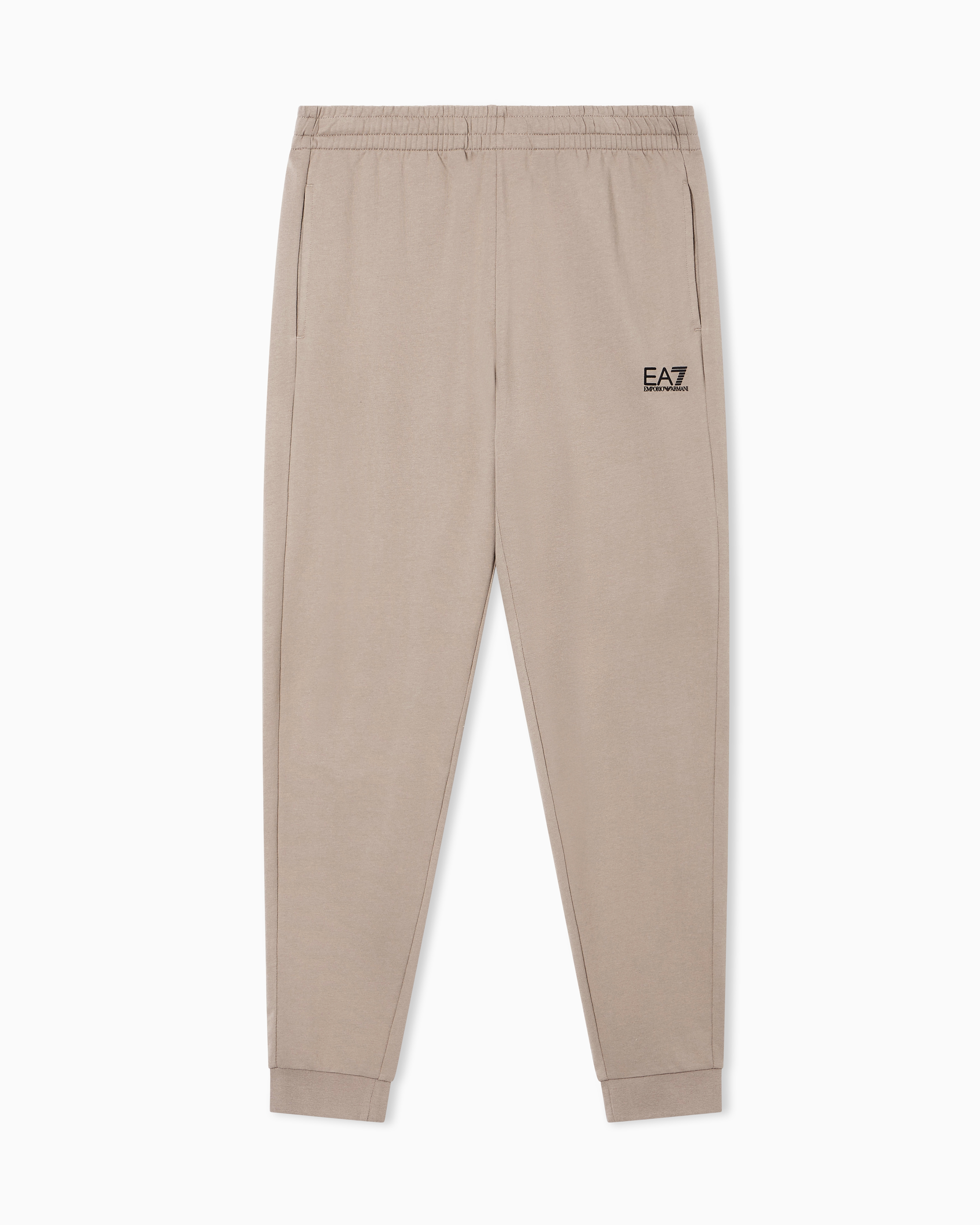 Ea7 Core Identity Cotton Joggers In Sand