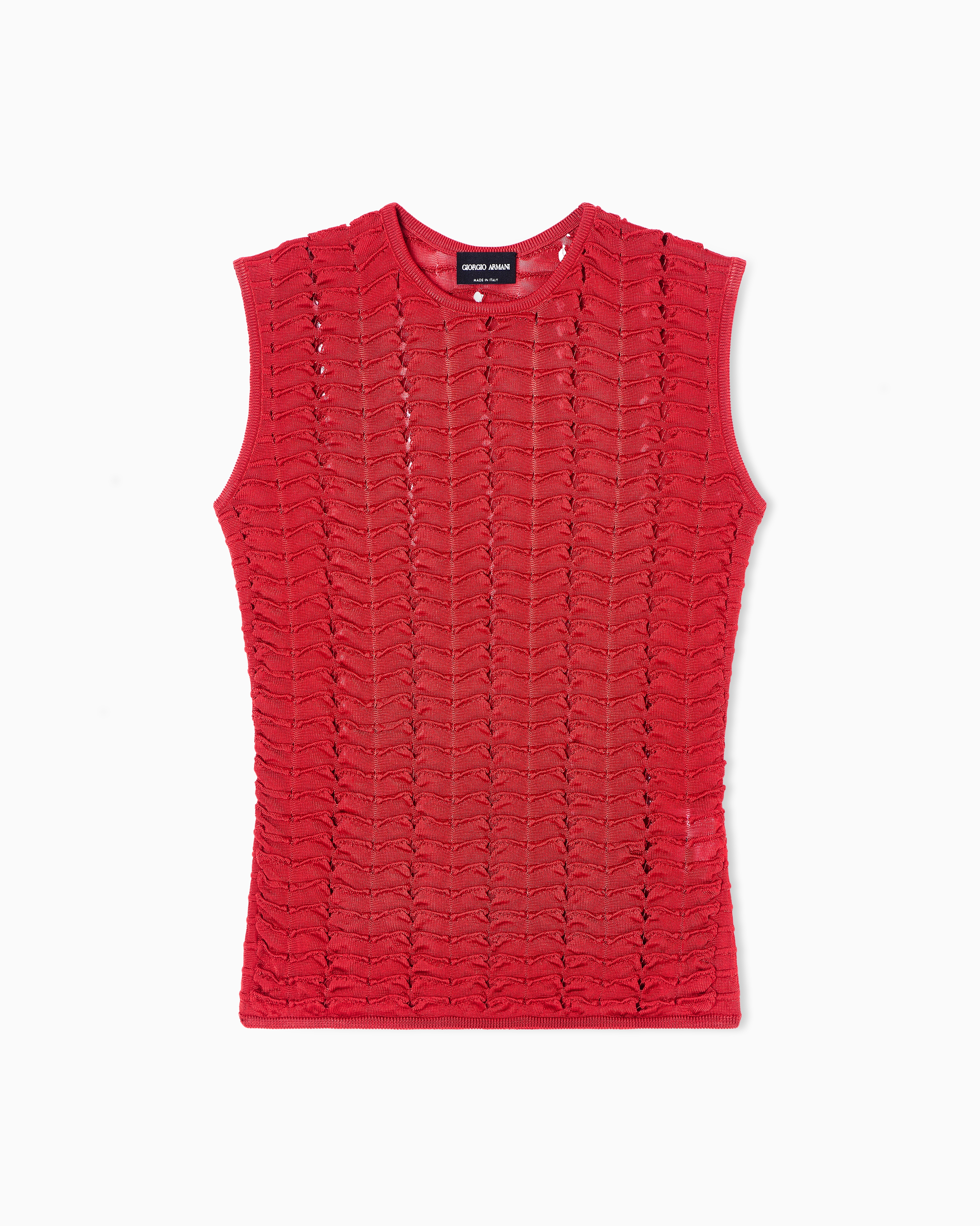 Giorgio Armani Red Viscose Top With A Ruffle Motif