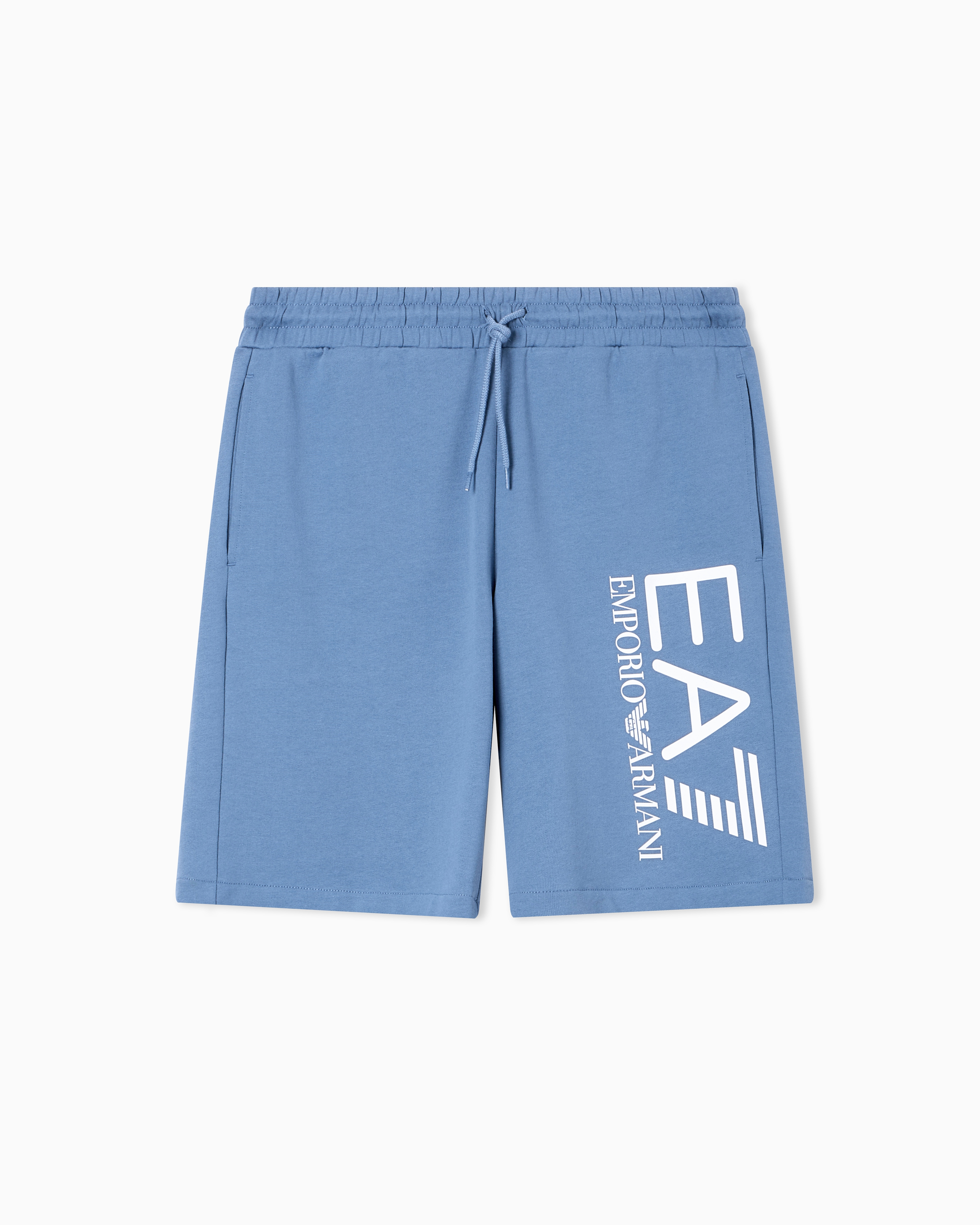 Ea7 Light Blue Core Identity Cotton Shorts