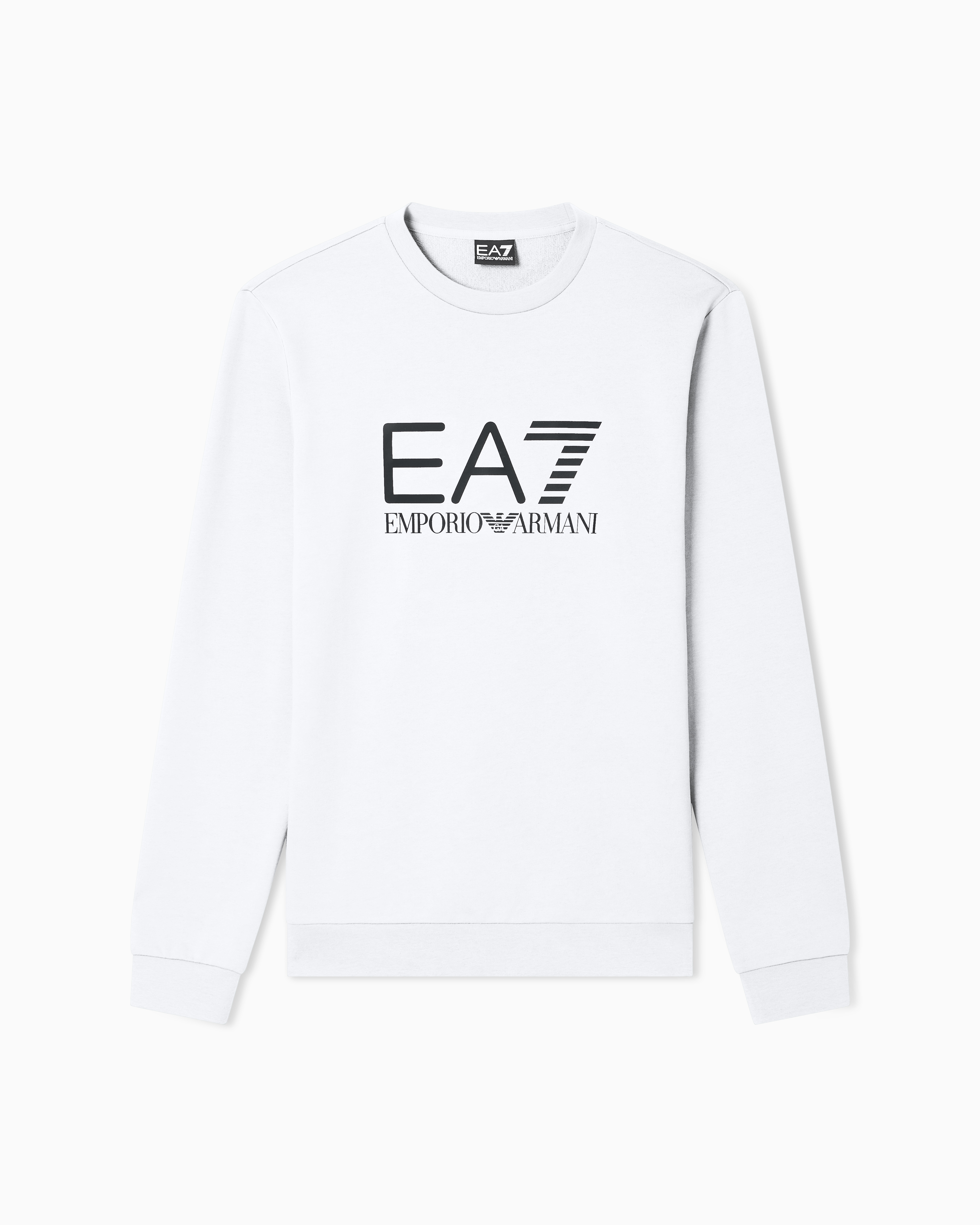 Ea7 White Slim Sweatshirt Core Identity In Cotton Jersey With Logo
