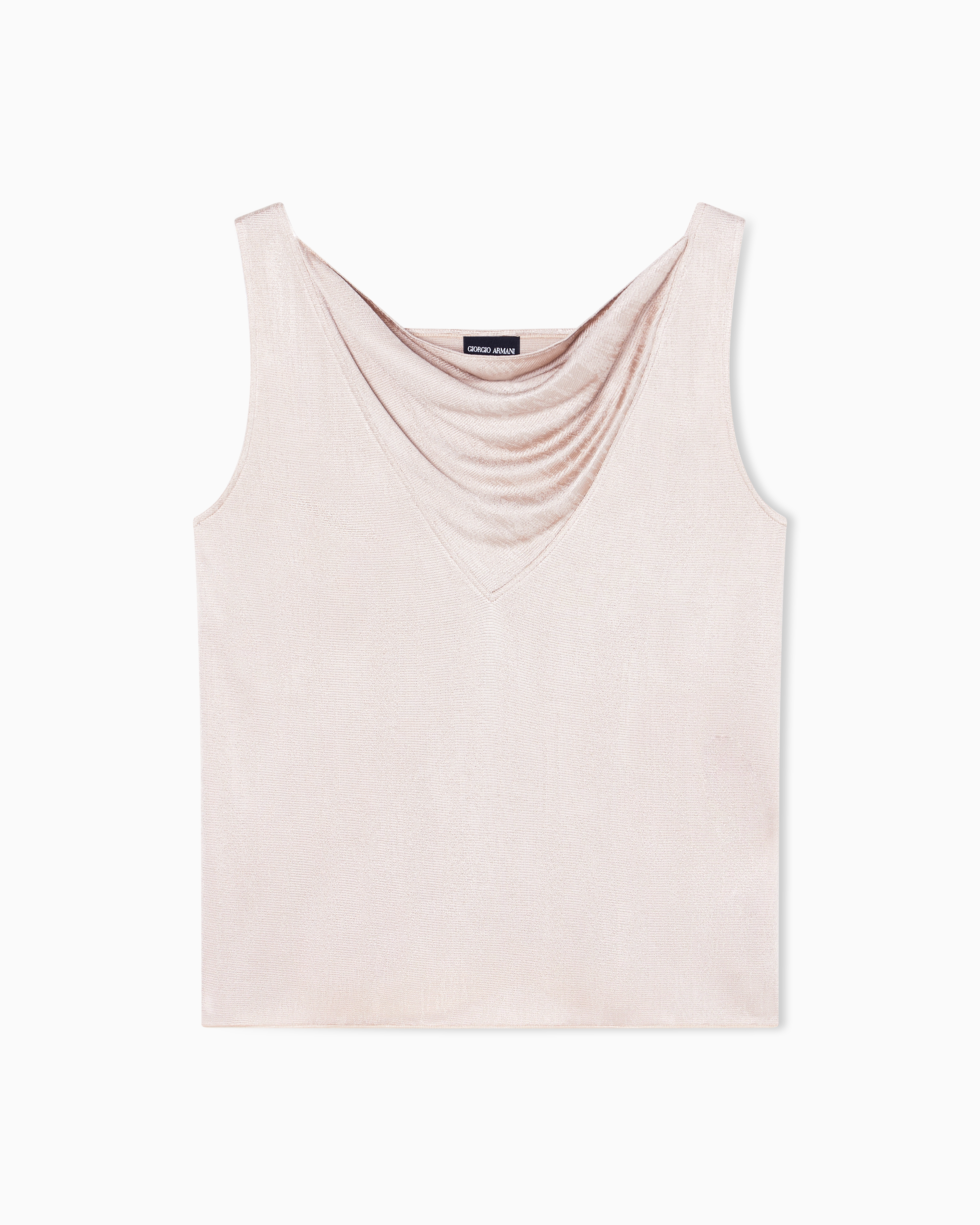 Giorgio Armani Beige Jacquard Viscose Jersey Draped Top