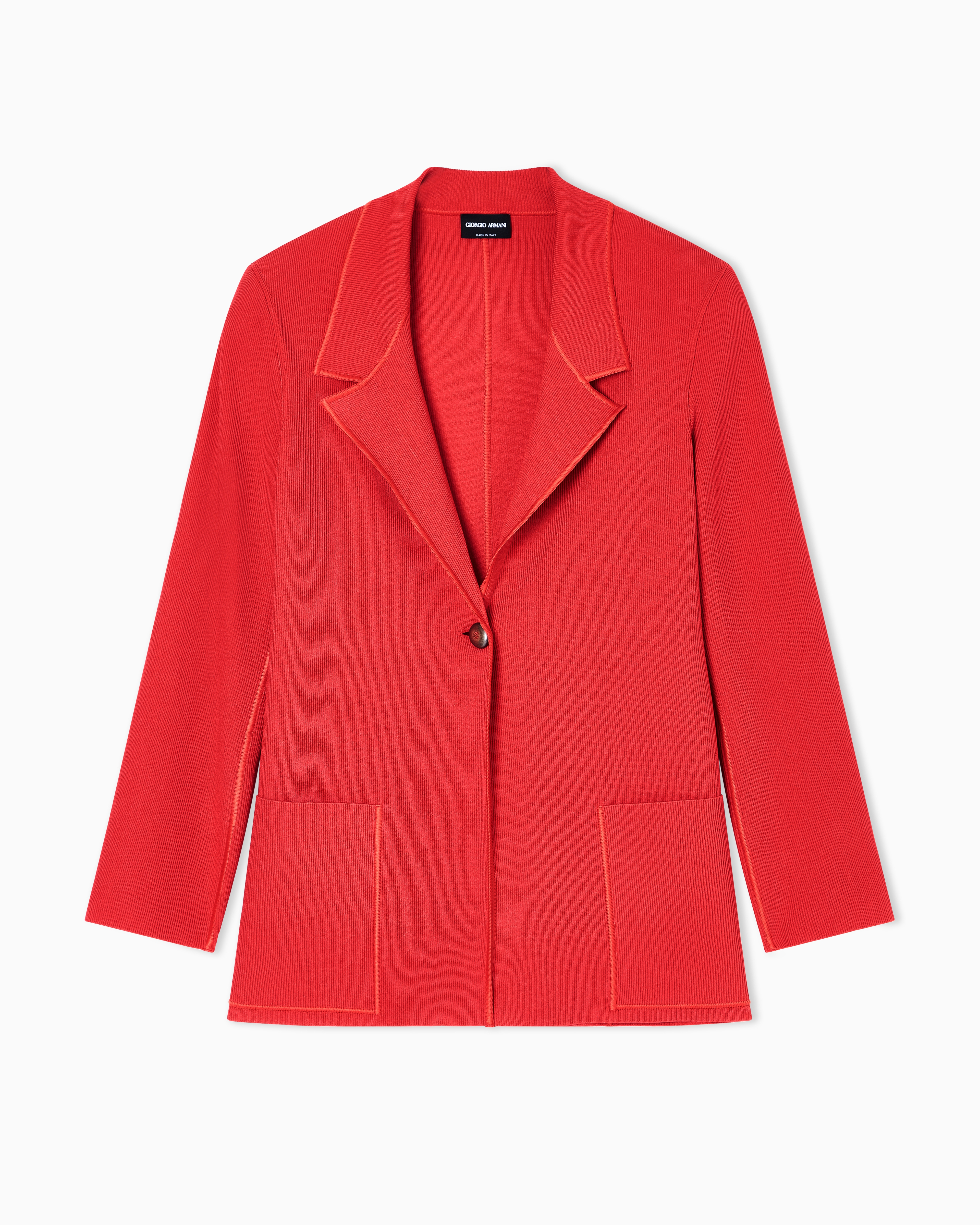 Giorgio Armani Red Viscose-Blend Knit Single-Breasted Jacket