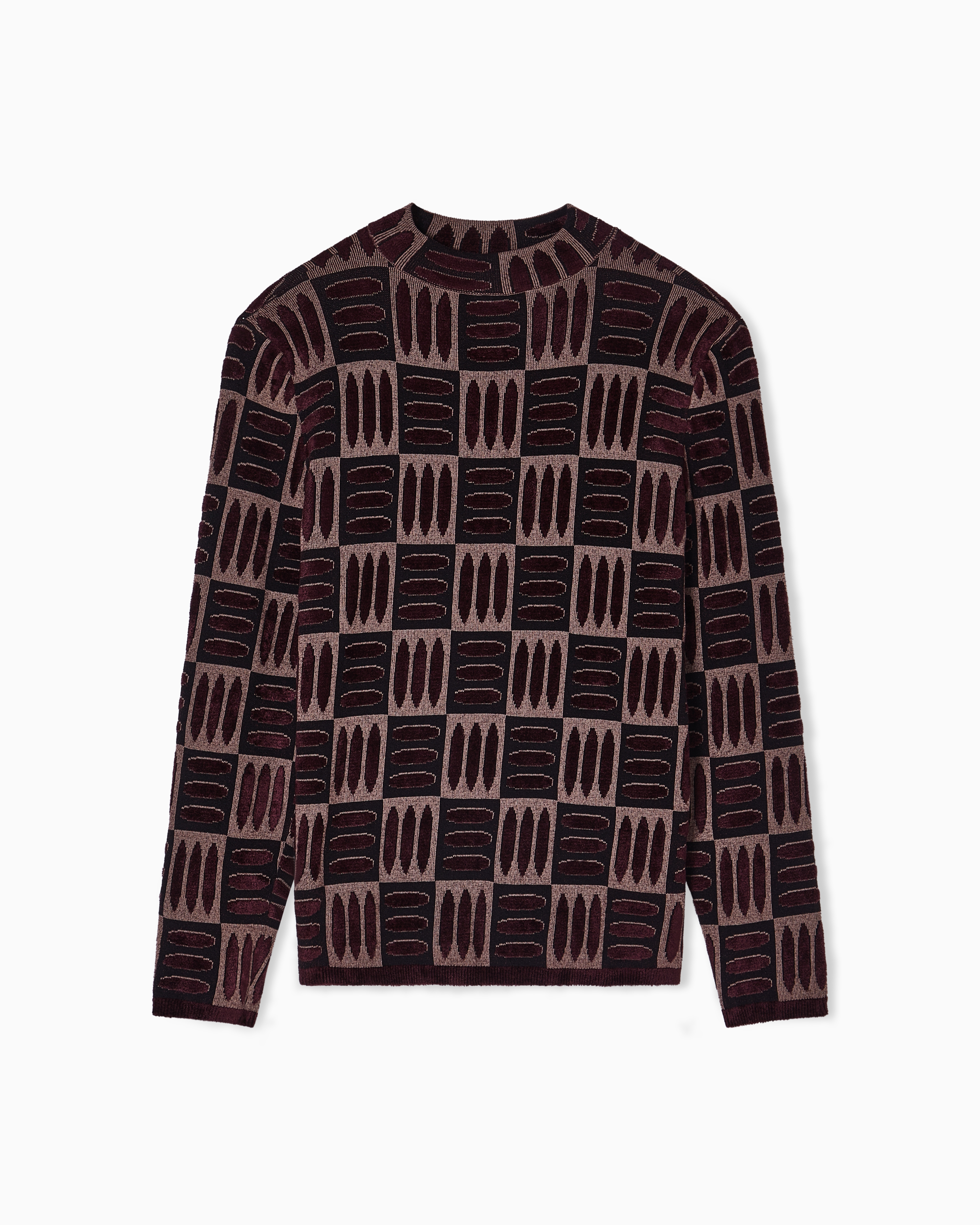 Emporio Armani Burgundy Jumper With Chenille Intarsia