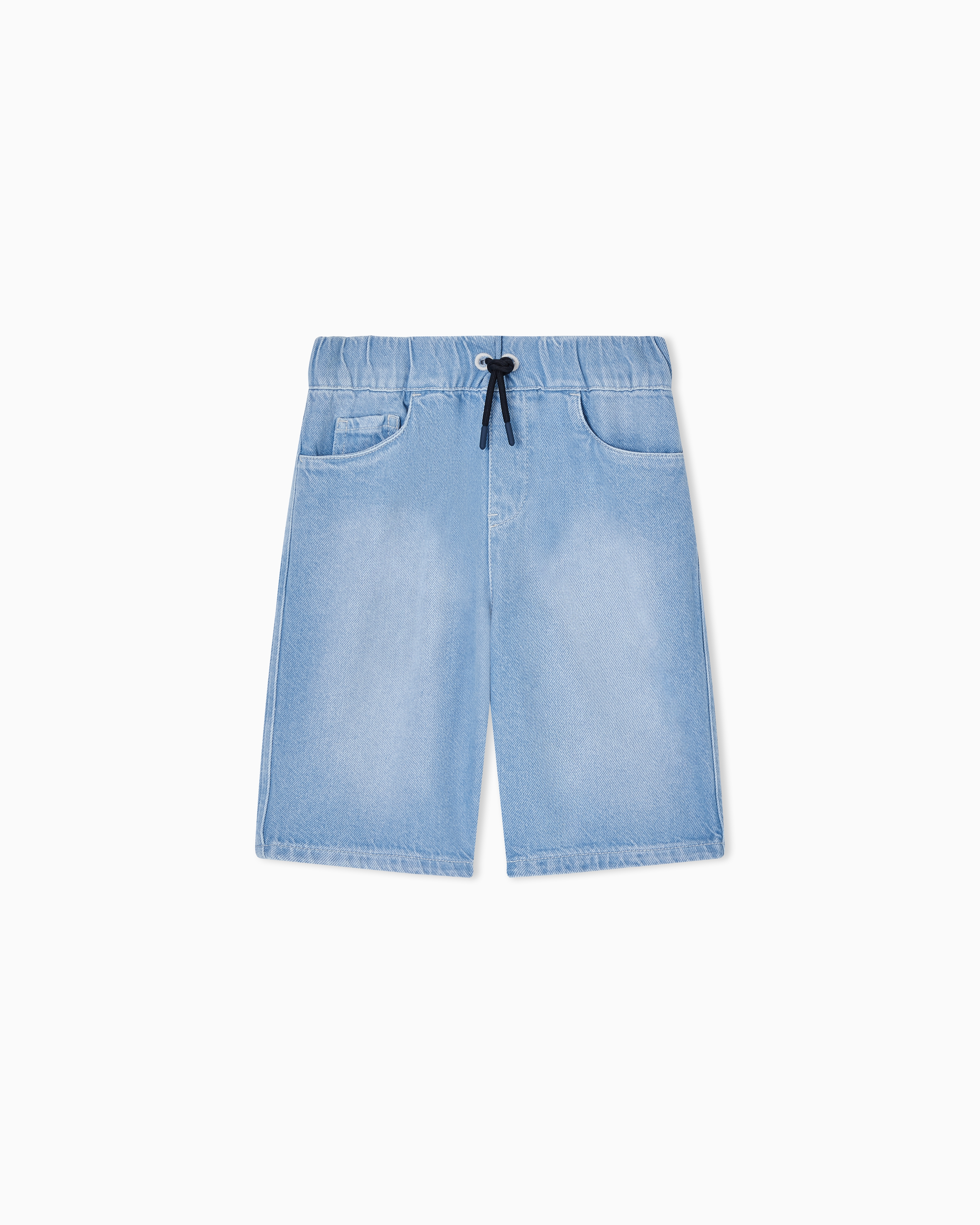 Emporio Armani Blue Lyocell-Blend Denim Bermuda Shorts With Drawstring