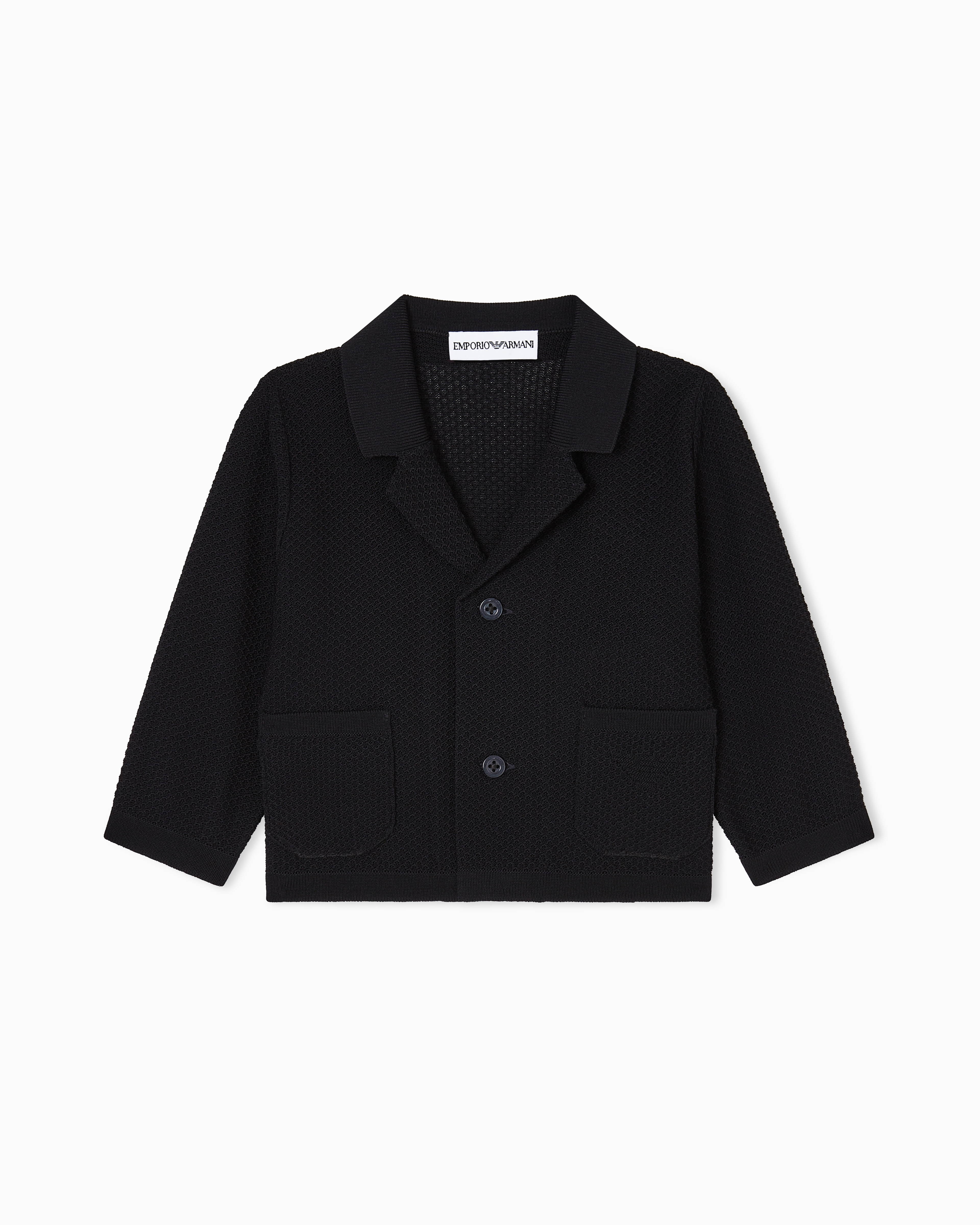 Emporio Armani Navy Blue Asv Special Occasion Micro-Jacquard Knit Blazer