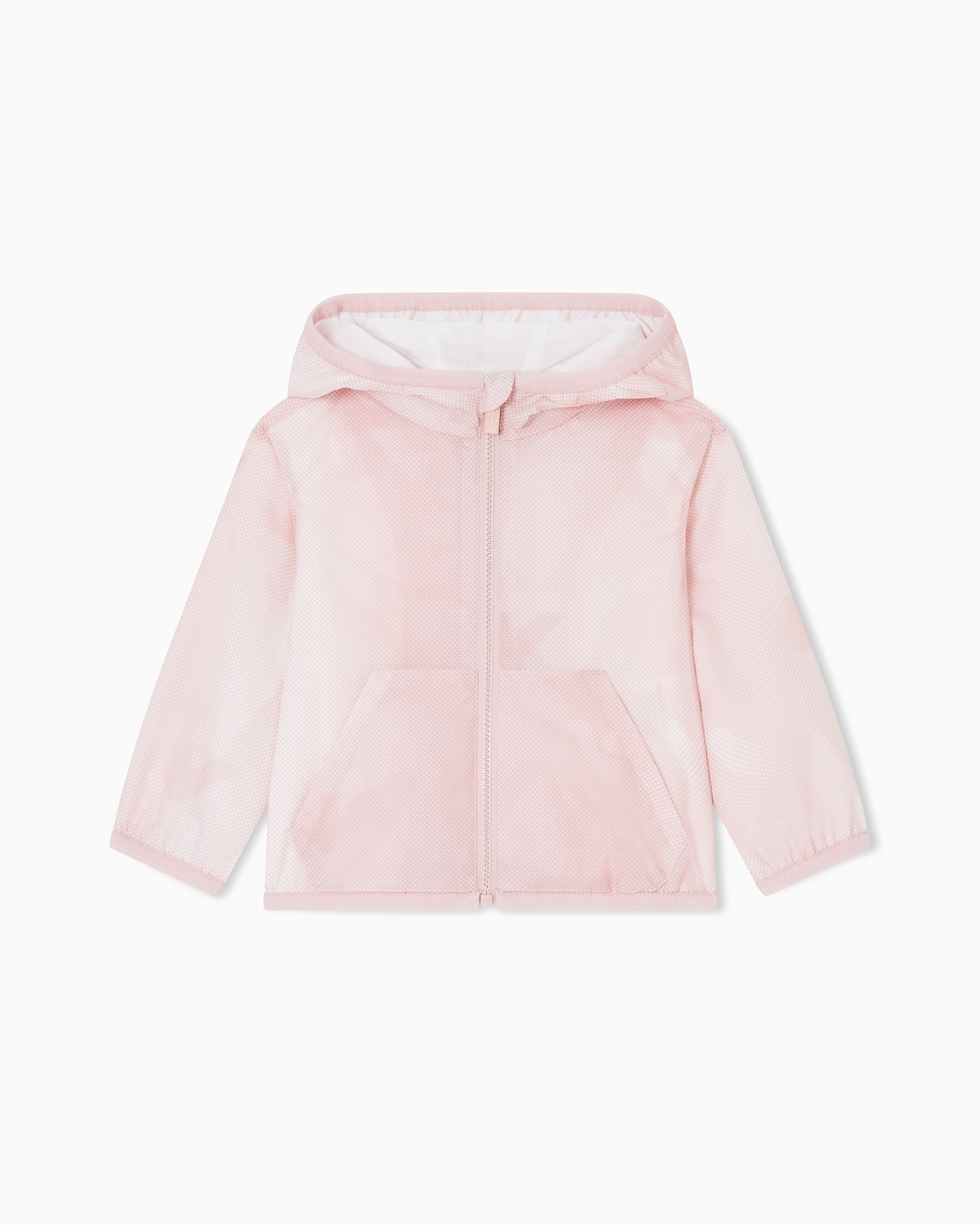 Emporio Armani Pink Nylon Hooded Blouson With All-Over Eagle