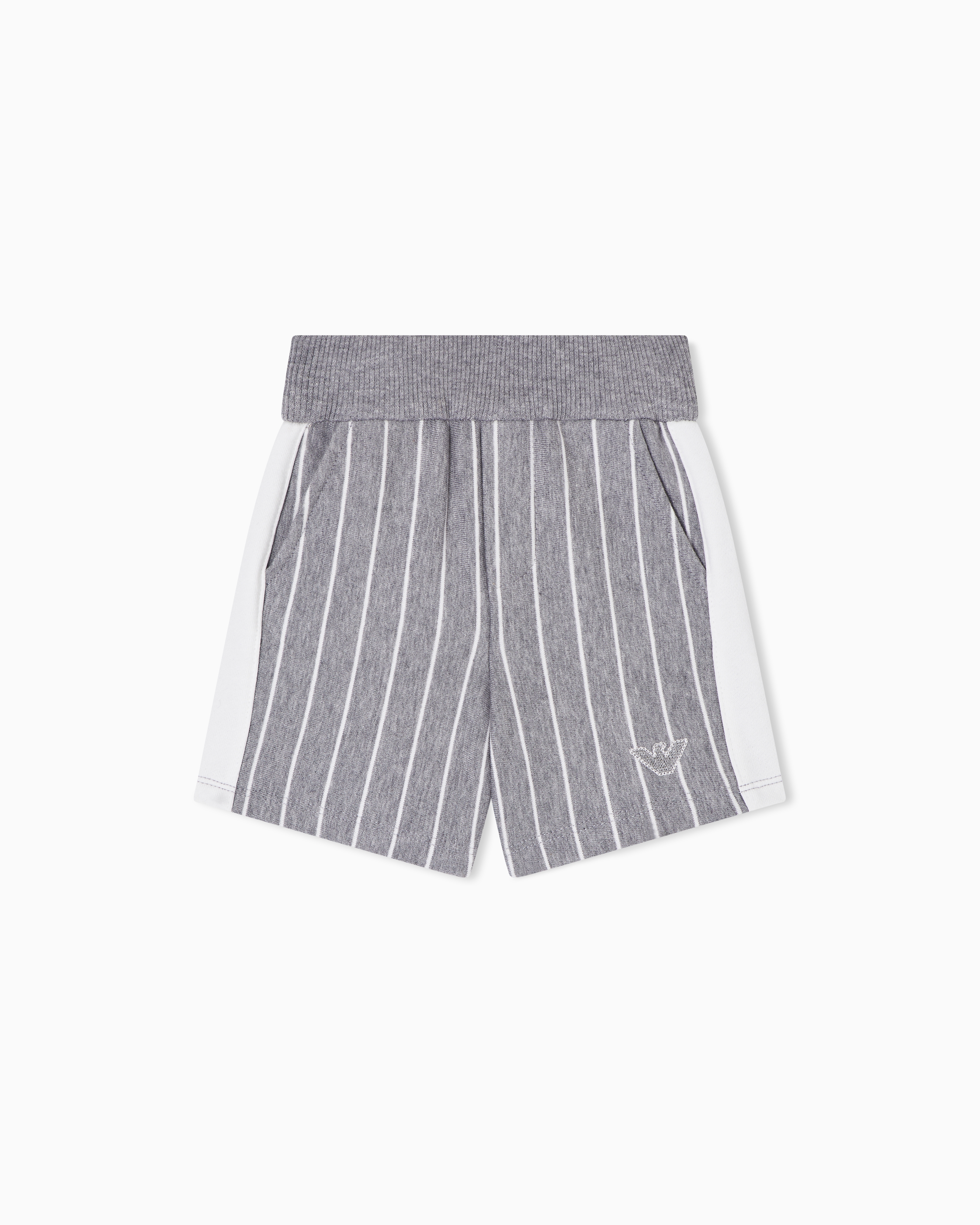 Emporio Armani Grey Striped Jersey Bermuda Shorts