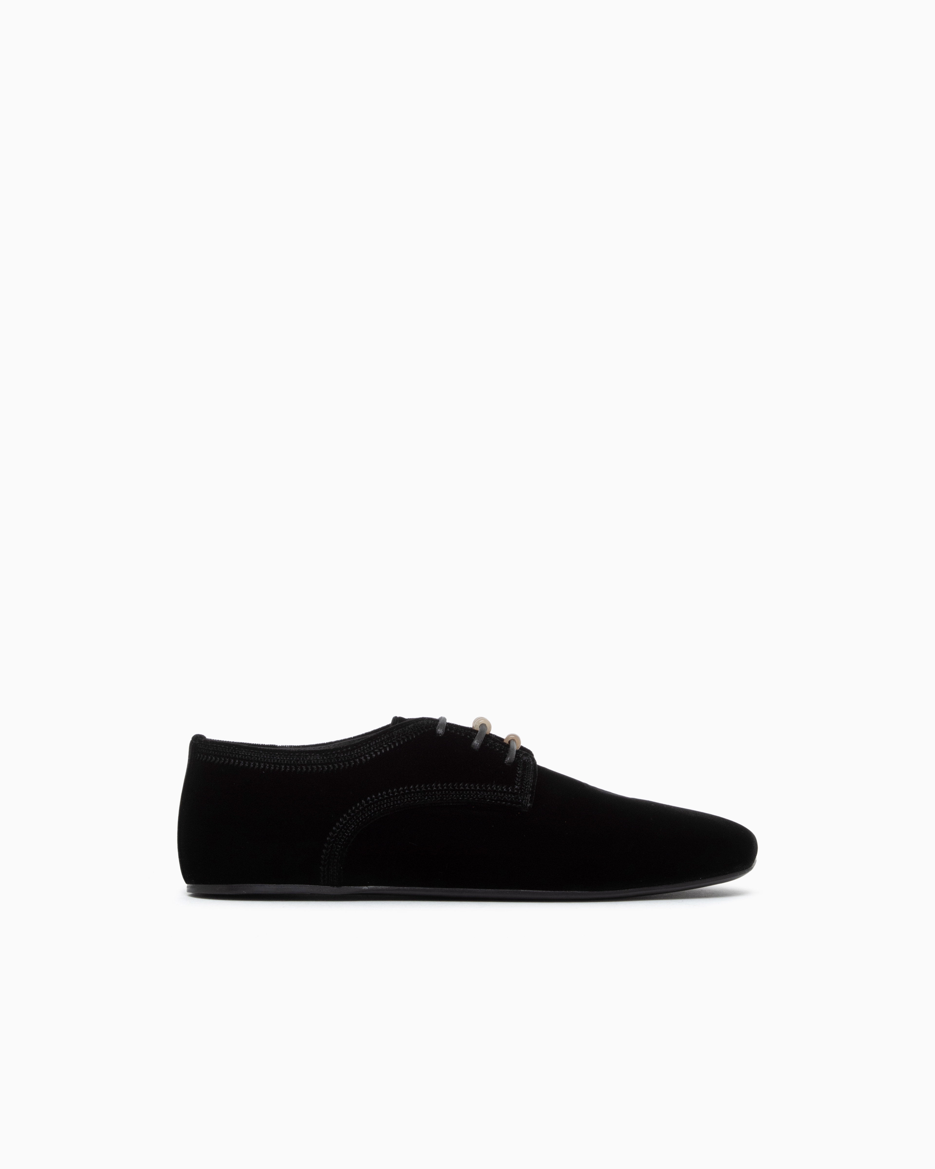 Emporio Armani Black Velvet Lace-Ups