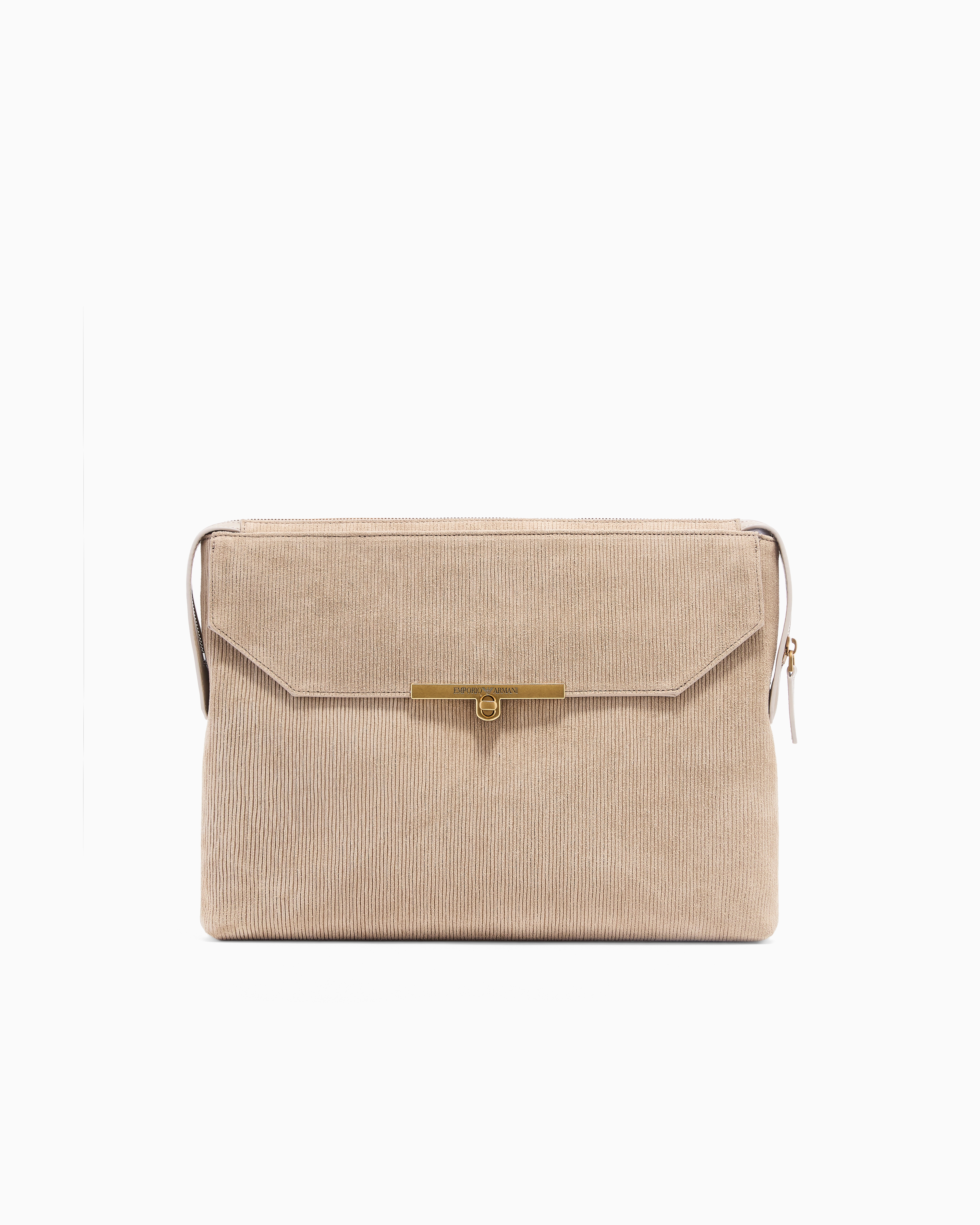 Emporio Armani Grey Embossed Suede Pouch