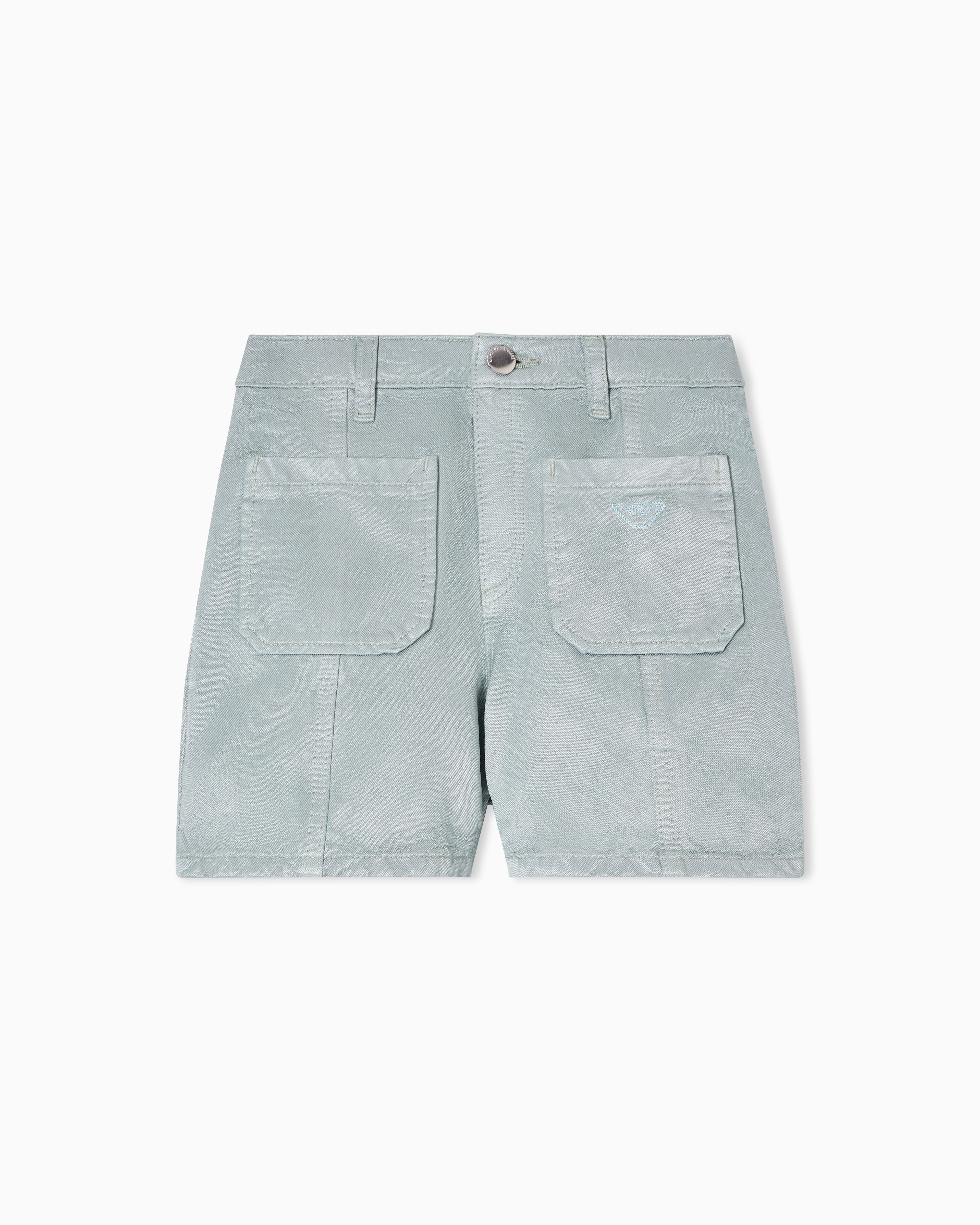 Emporio Armani Shorts In Shiny Twill Misto Lino