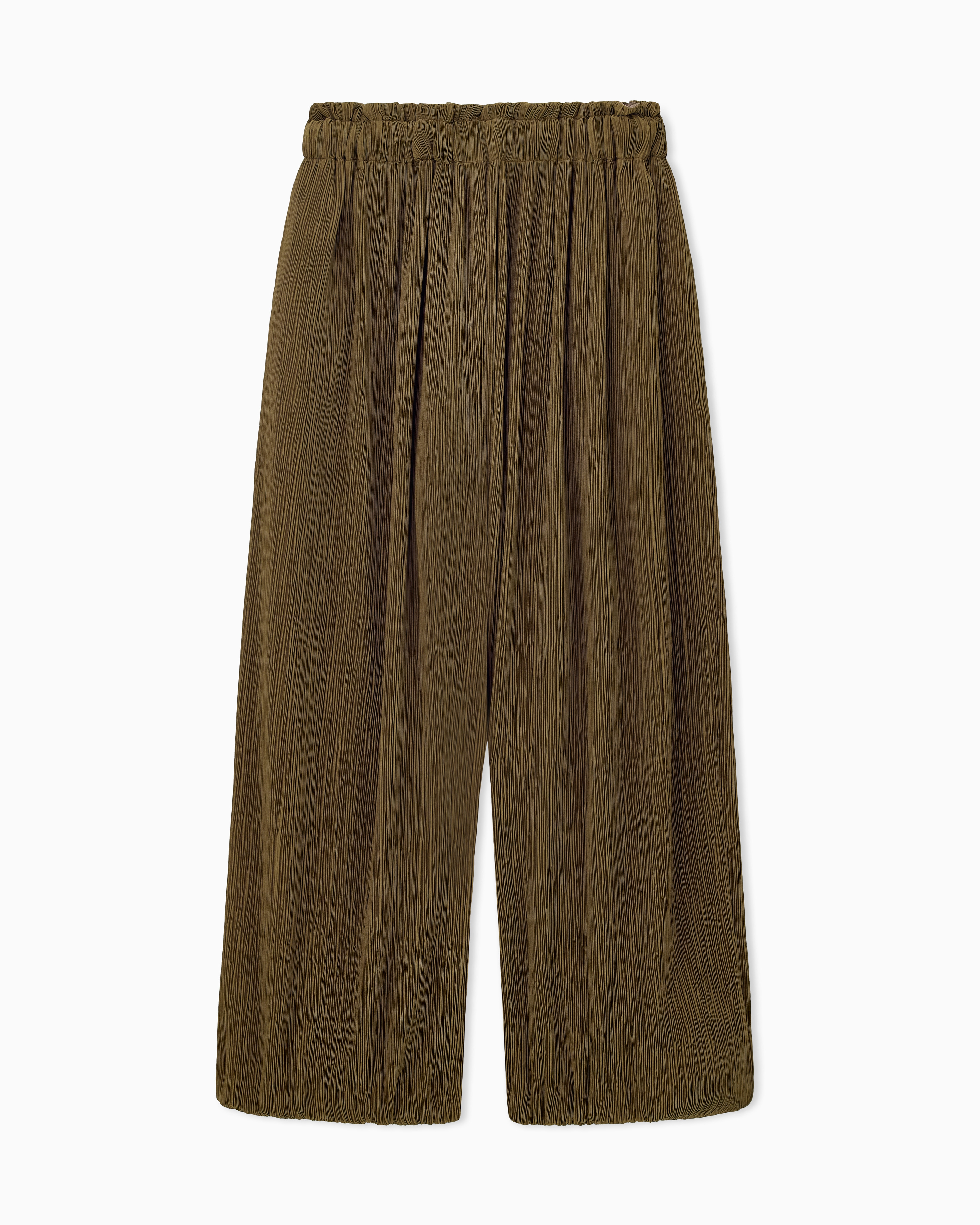 Emporio Armani Pantaloni Gamba Ampia In Tela Microplissè
