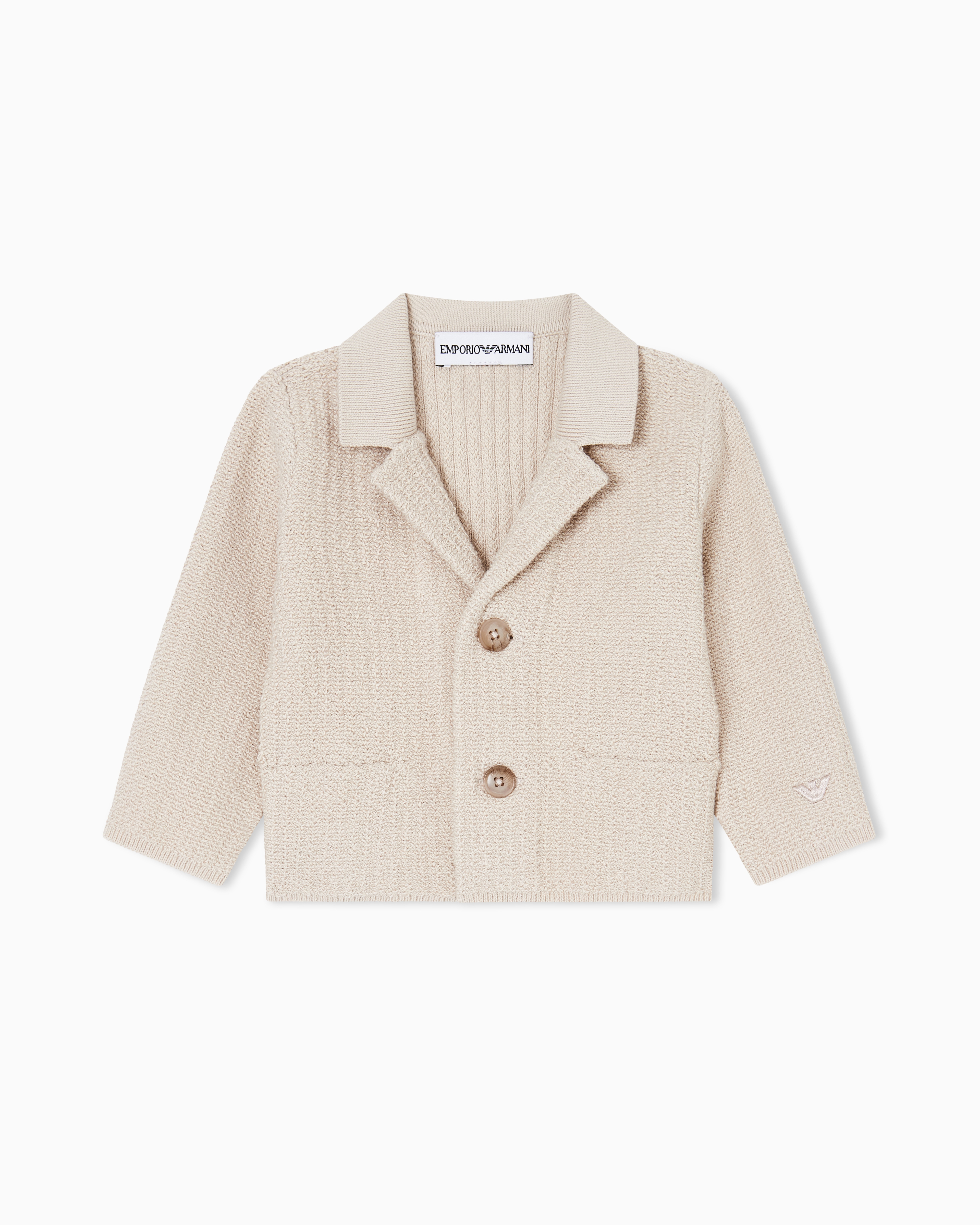 Emporio Armani Beige Textured Knit Blazer