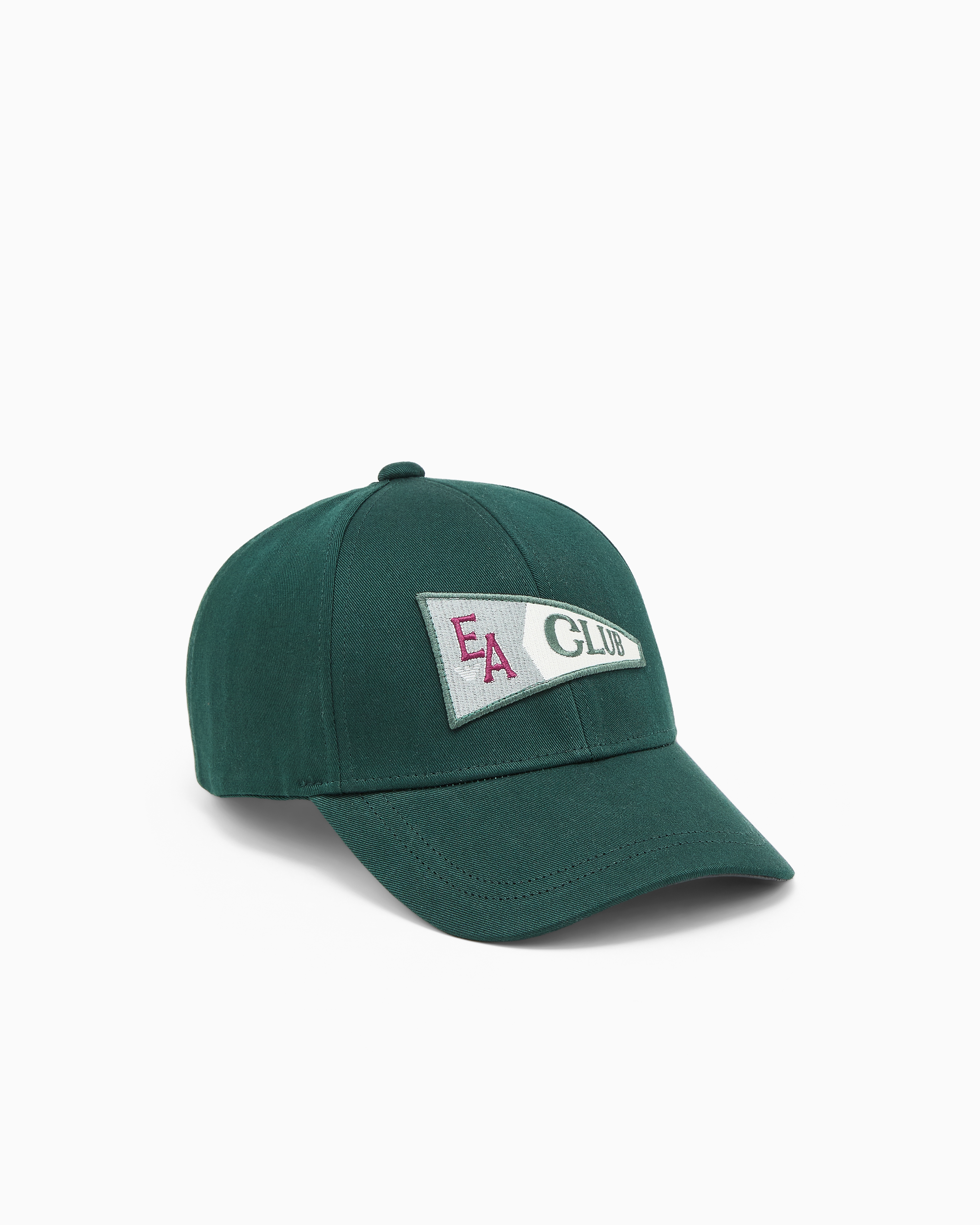 Emporio Armani Men's Green Eagle Club Capsule Collection Canvas Baseball Cap With Patch
