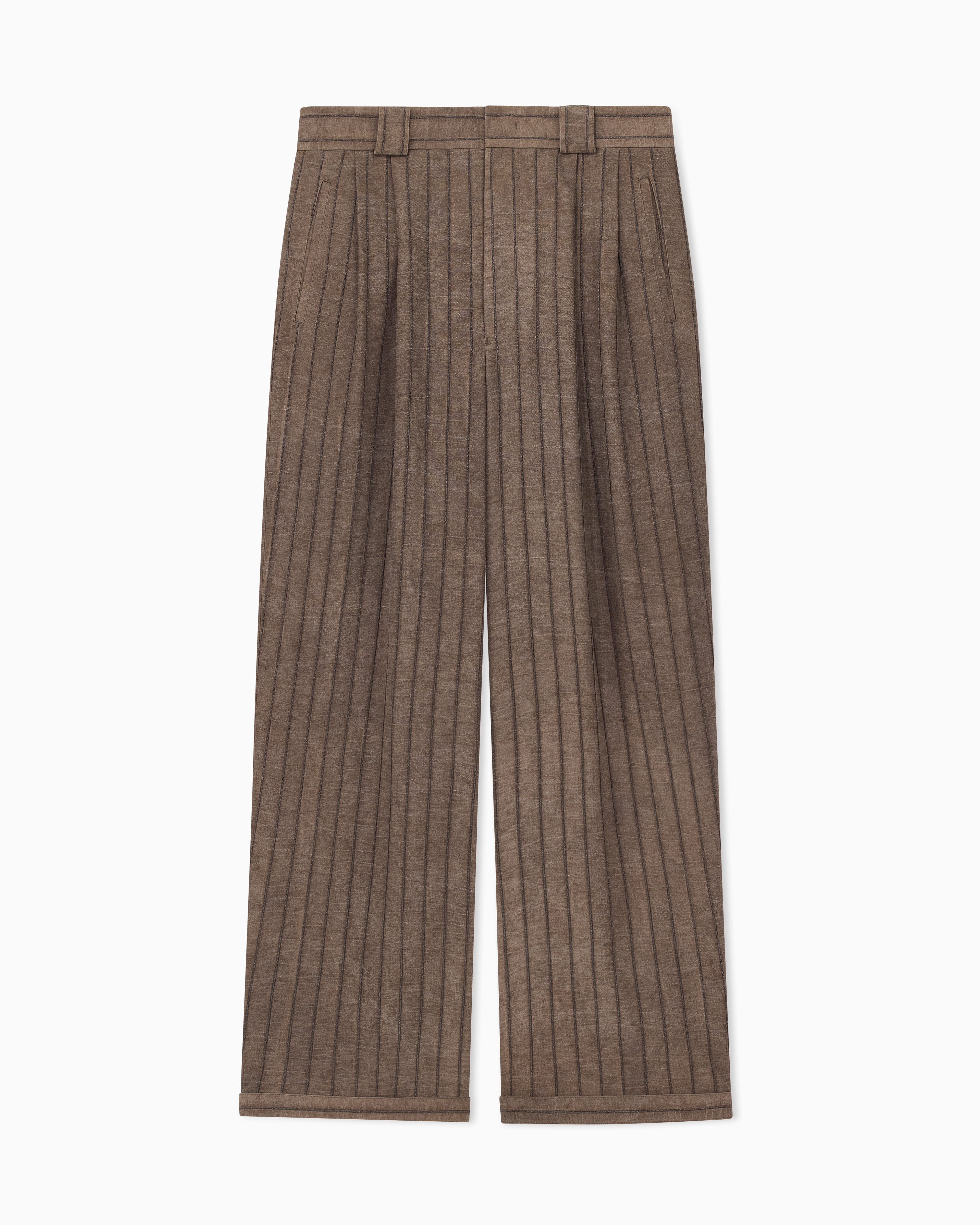 Emporio Armani Pantaloni In Tessuto Canneté Tinto A Freddo