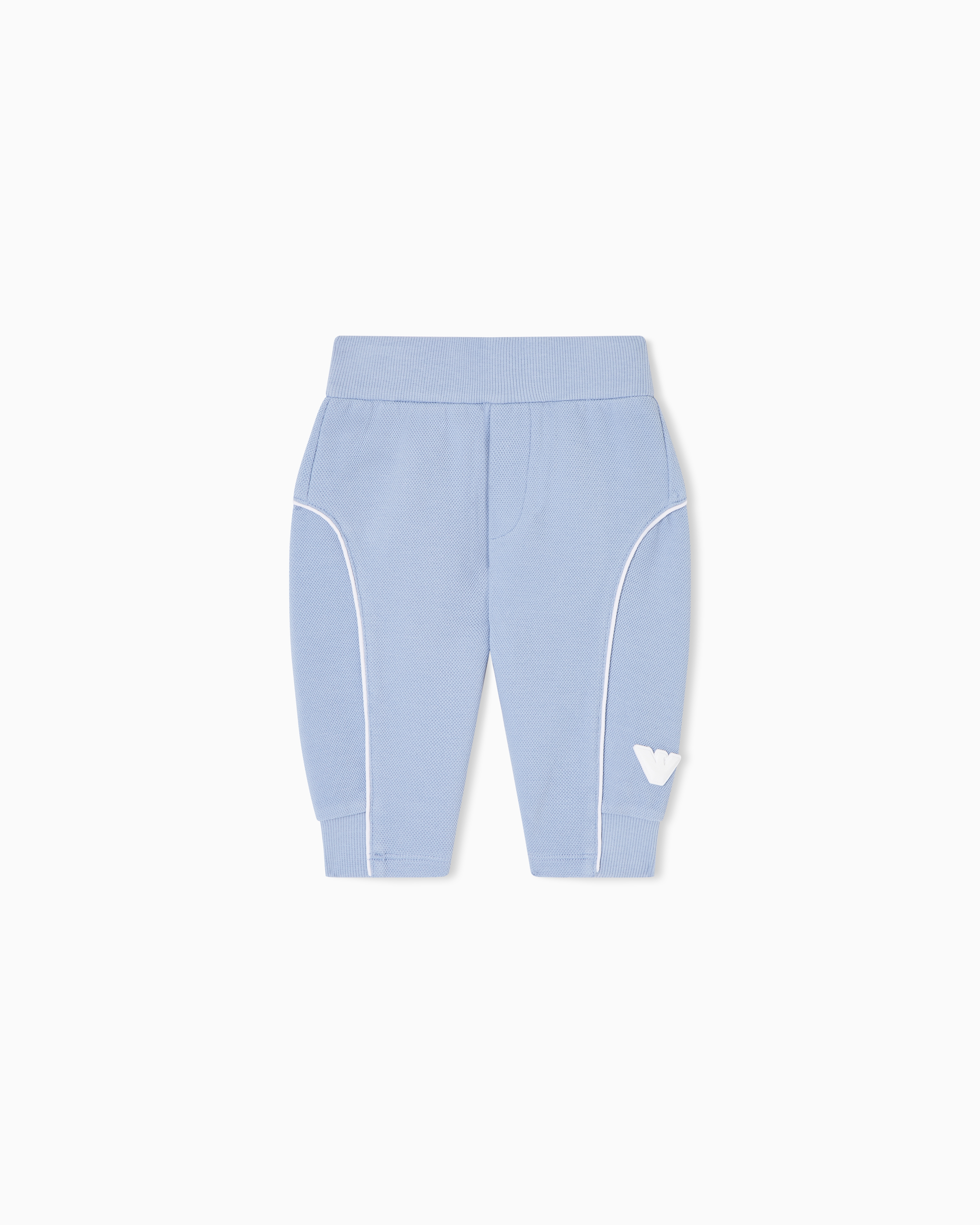 Emporio Armani Pantaloni Jogger In Double Jersey Piquet Con Logo E Piping