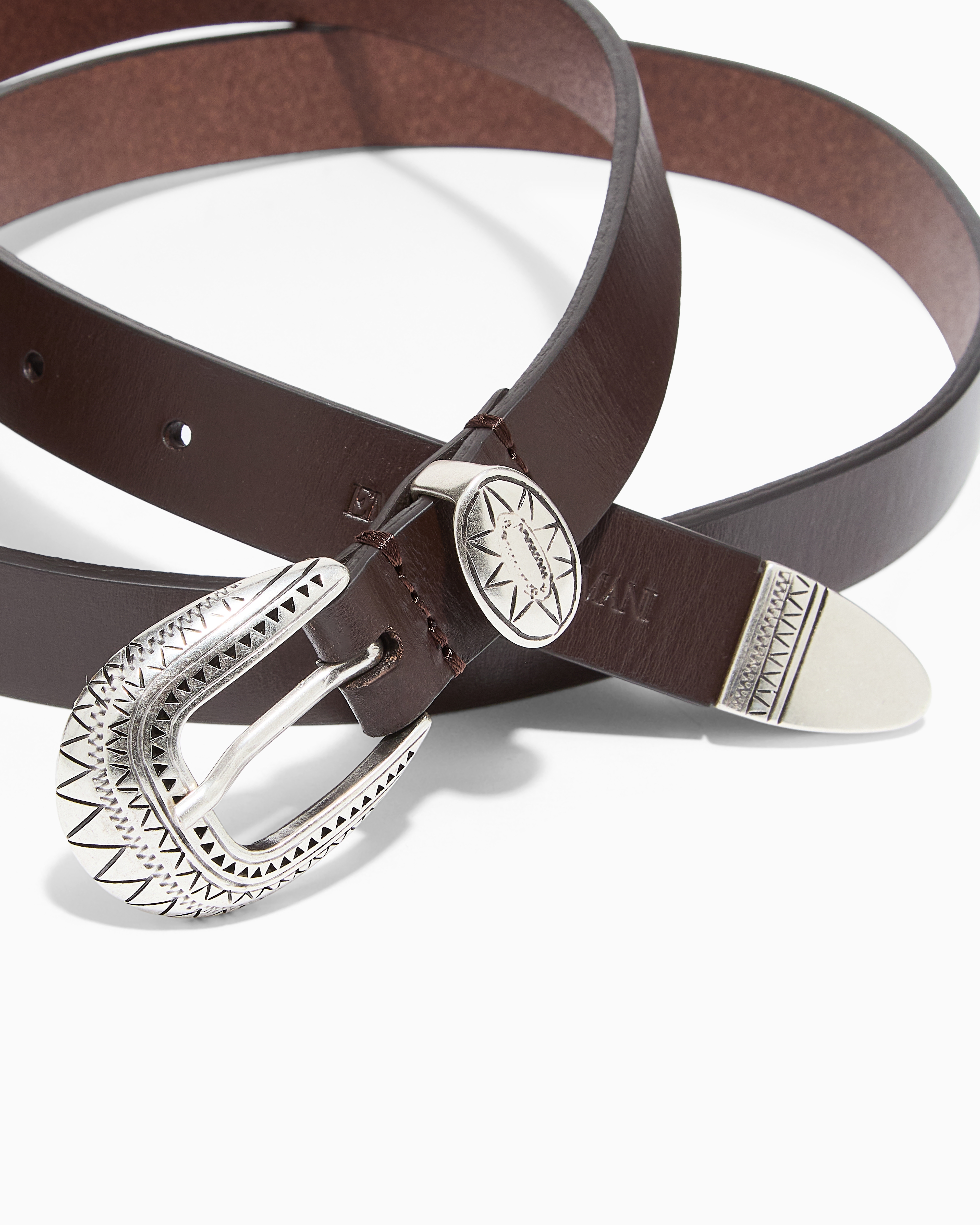 Leather belt with embossed buckle | Emporio Armani
