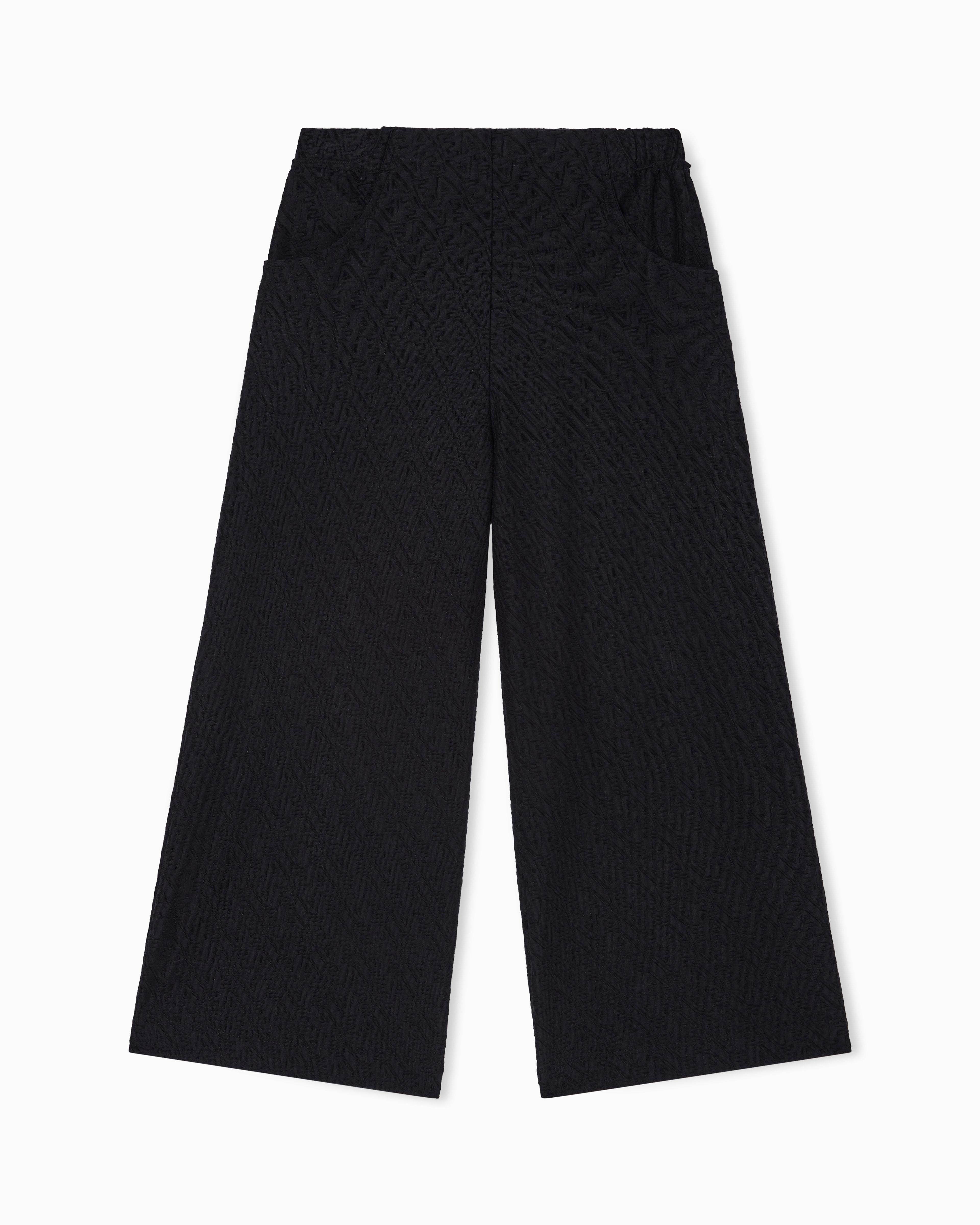 Emporio Armani Pantaloni In Jersey Interlock Logo Lettering Jacquard