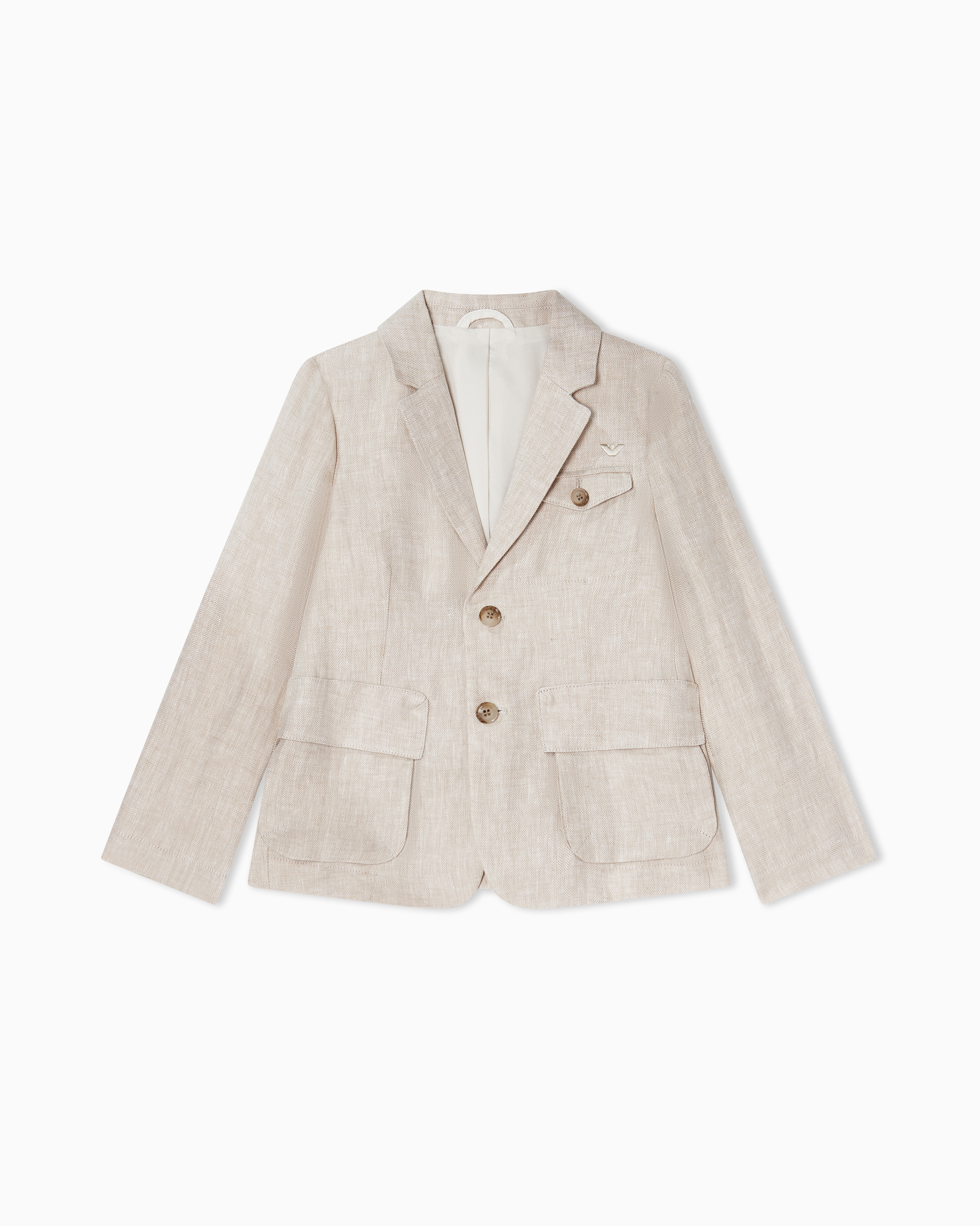 Emporio Armani Beige Herringbone Linen Blazer