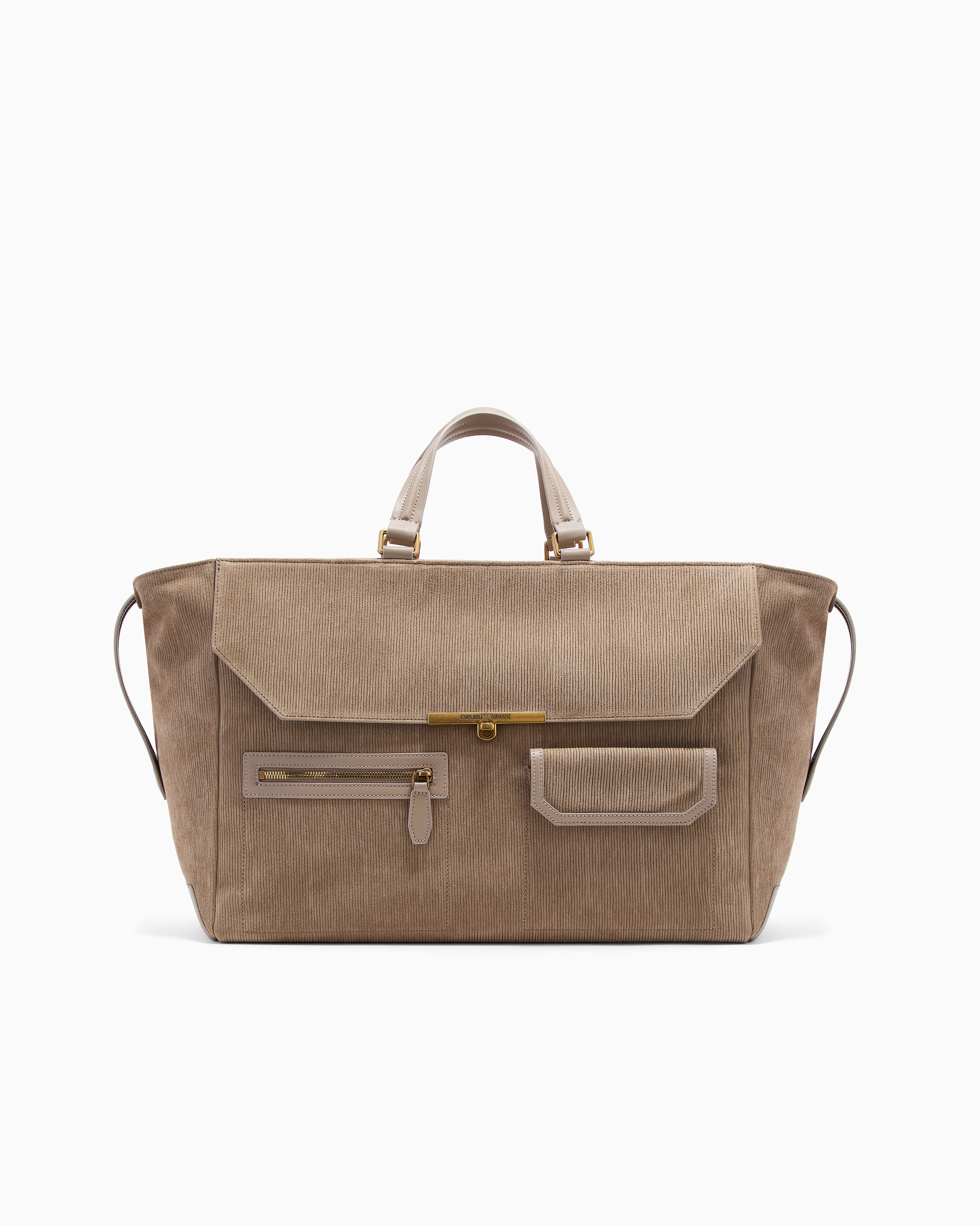 Emporio Armani Grey Oversized Handbag In Embossed Suede