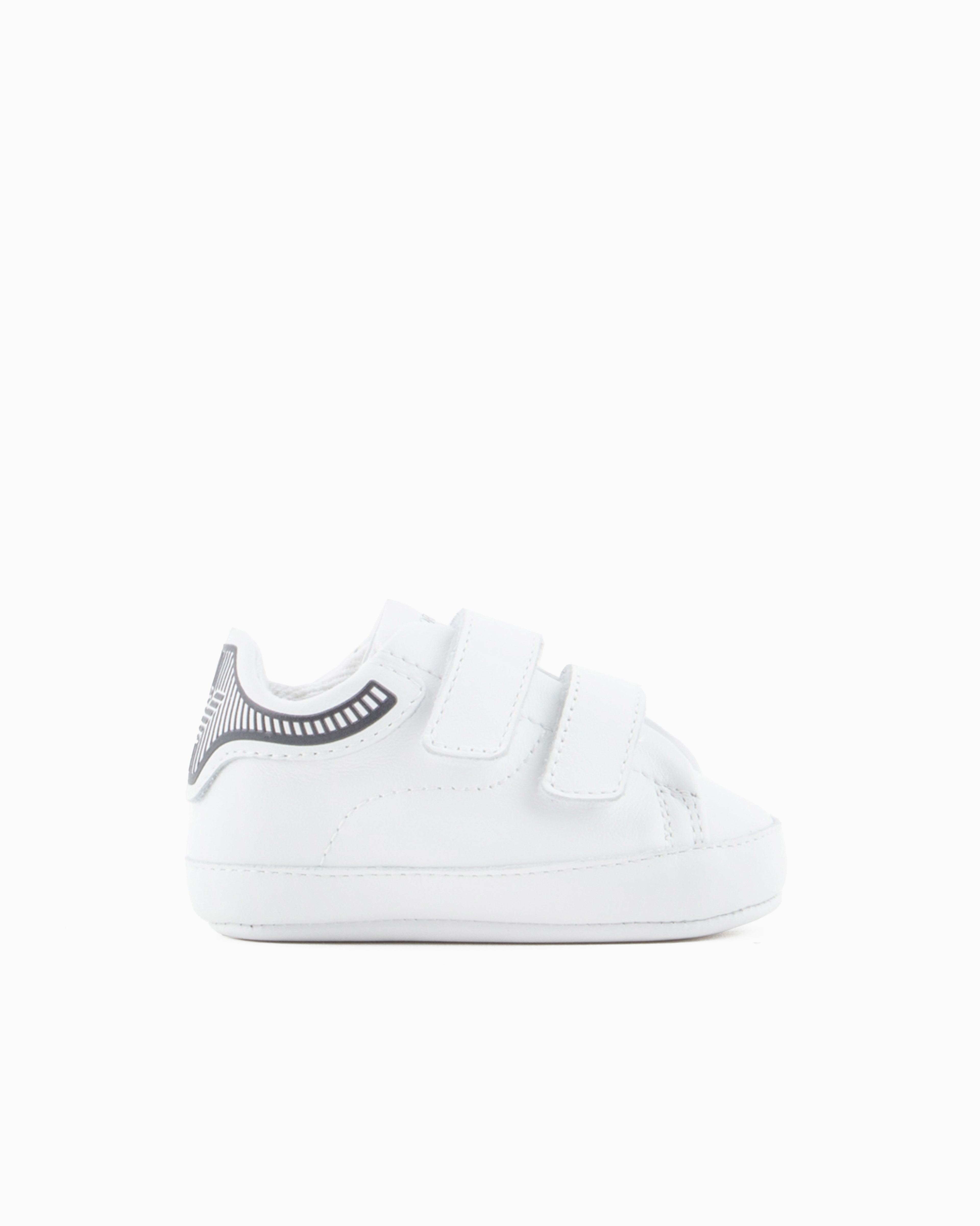 Emporio Armani - Nappa-leather sneakers with strap, Boy, White, Size: