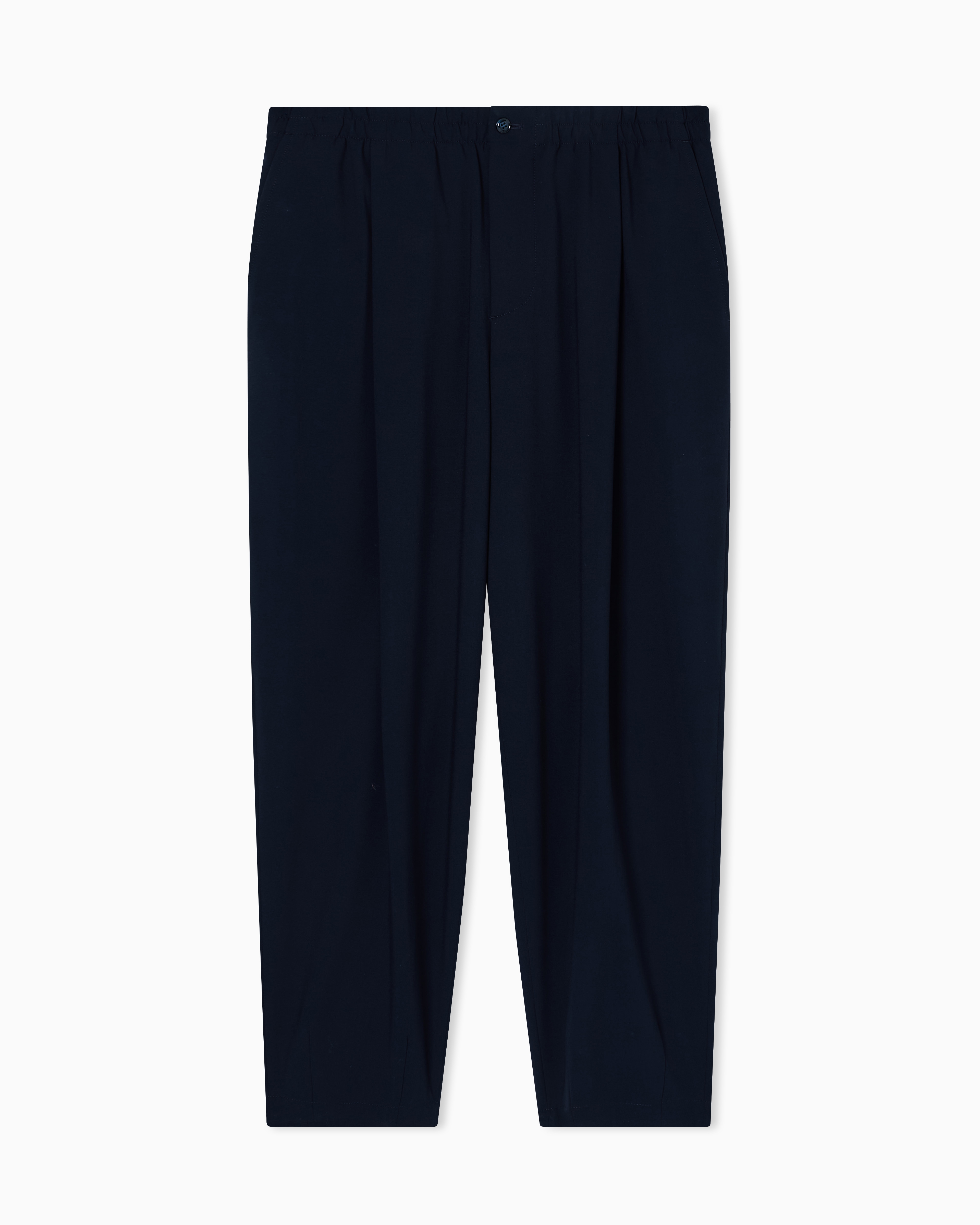 Giorgio Armani Navy Blue Single-Pleat, Virgin Wool Crêpe Trousers
