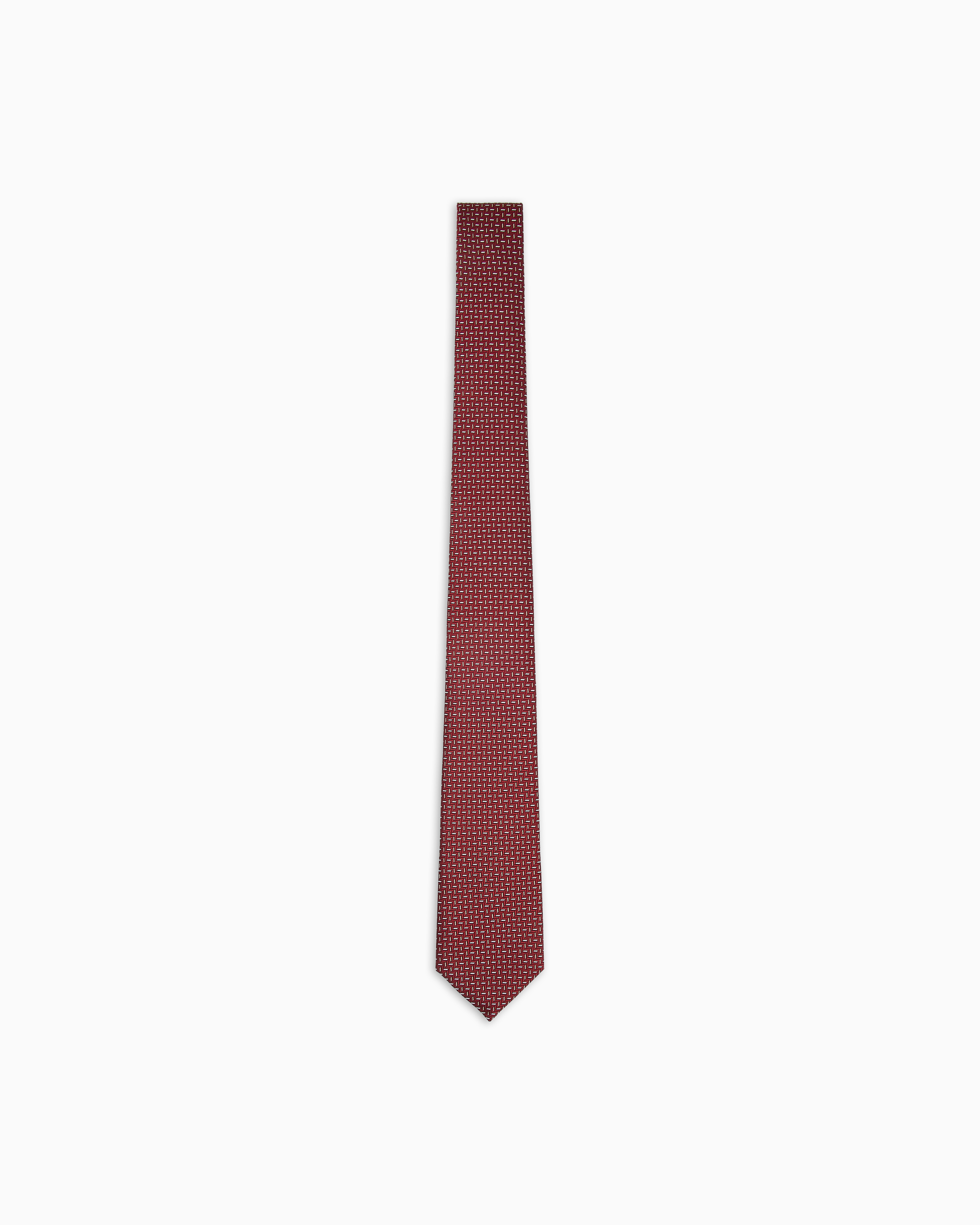Giorgio Armani Burgundy Silk Tie With Geometric Jacquard Motif