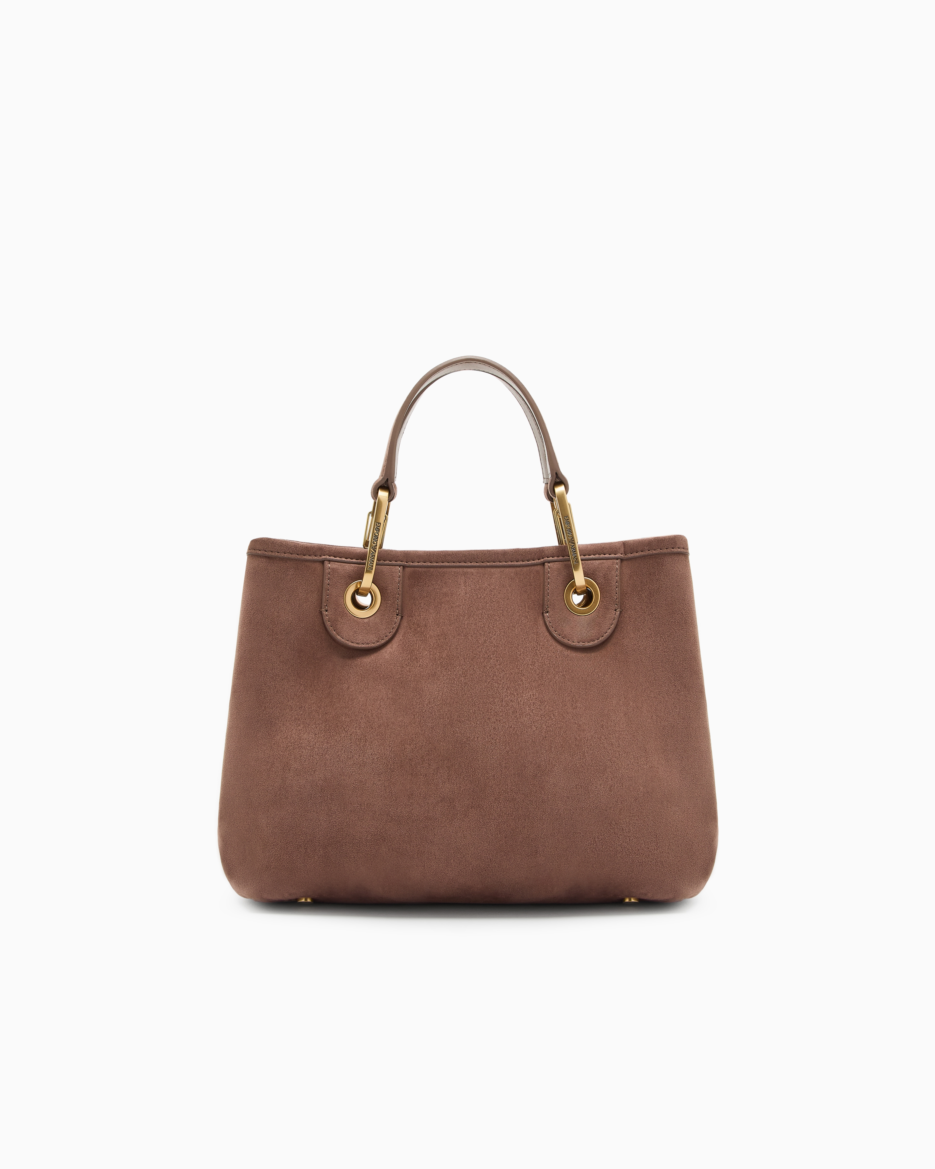 Emporio Armani Faux Suede Small Myea Shopper Bag In Neutral