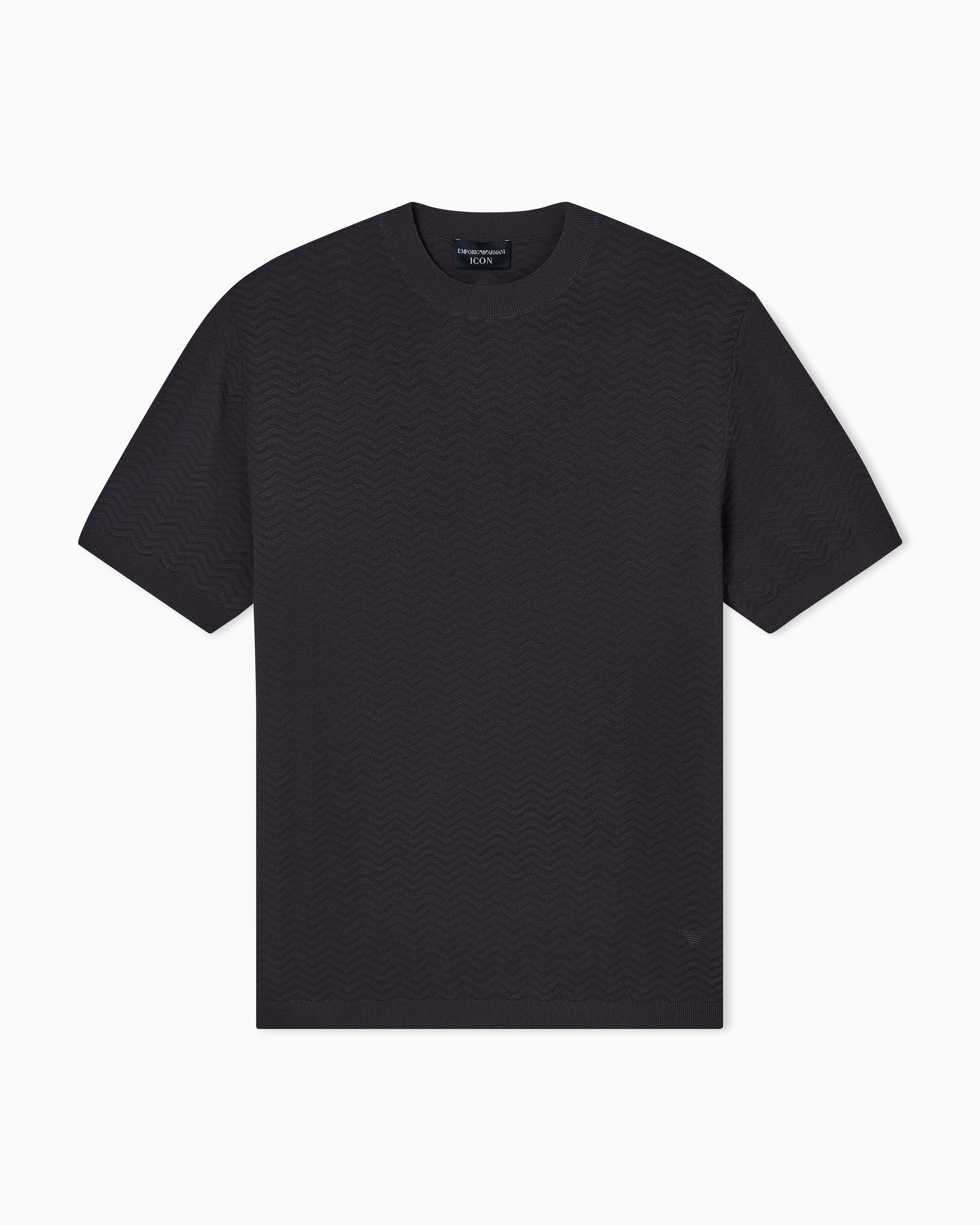 Emporio Armani Grey Icon Asv Viscose-Blend Chevron-Stitch Jumper