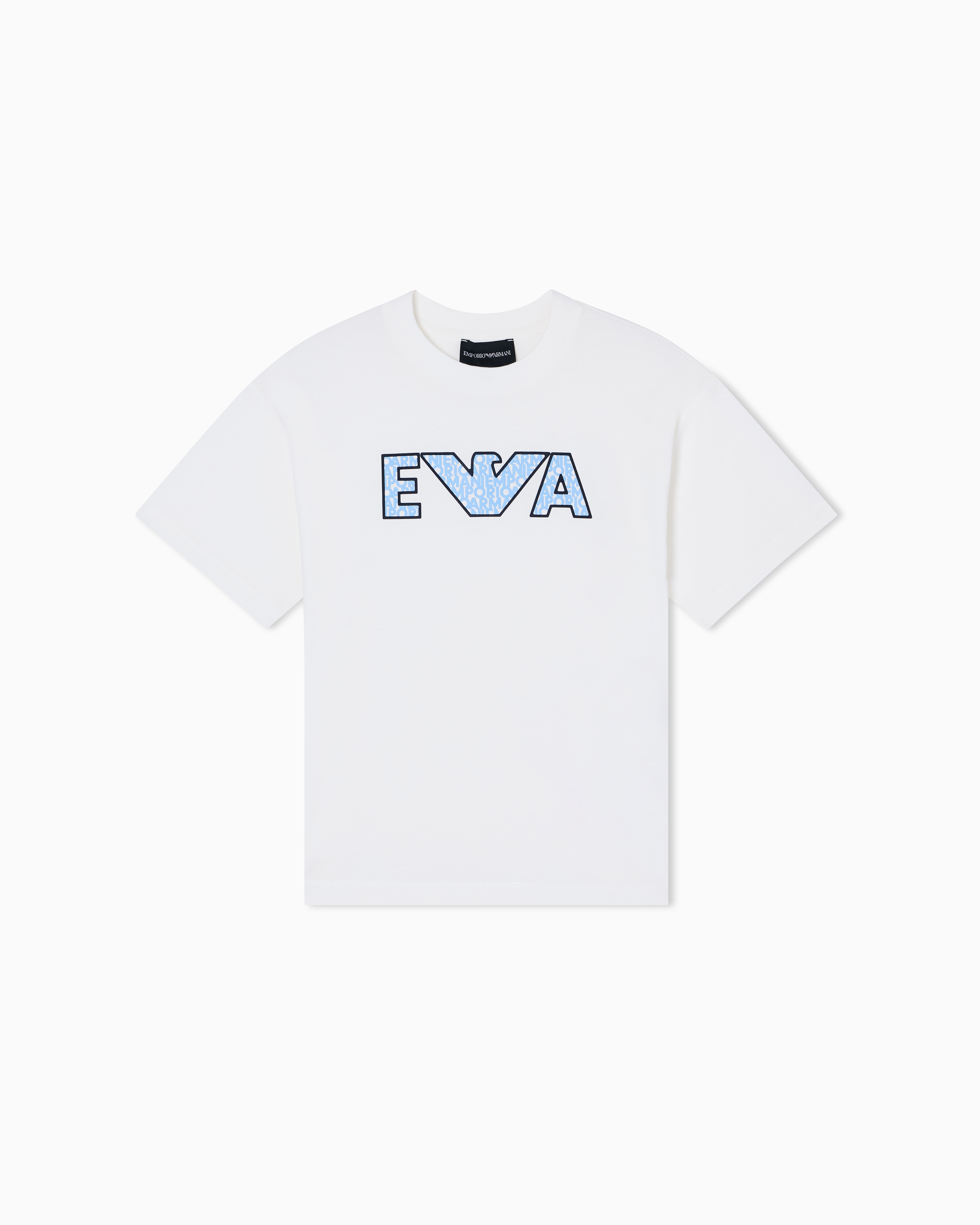 Emporio Armani White Jersey T-Shirt With Logo Embroidery
