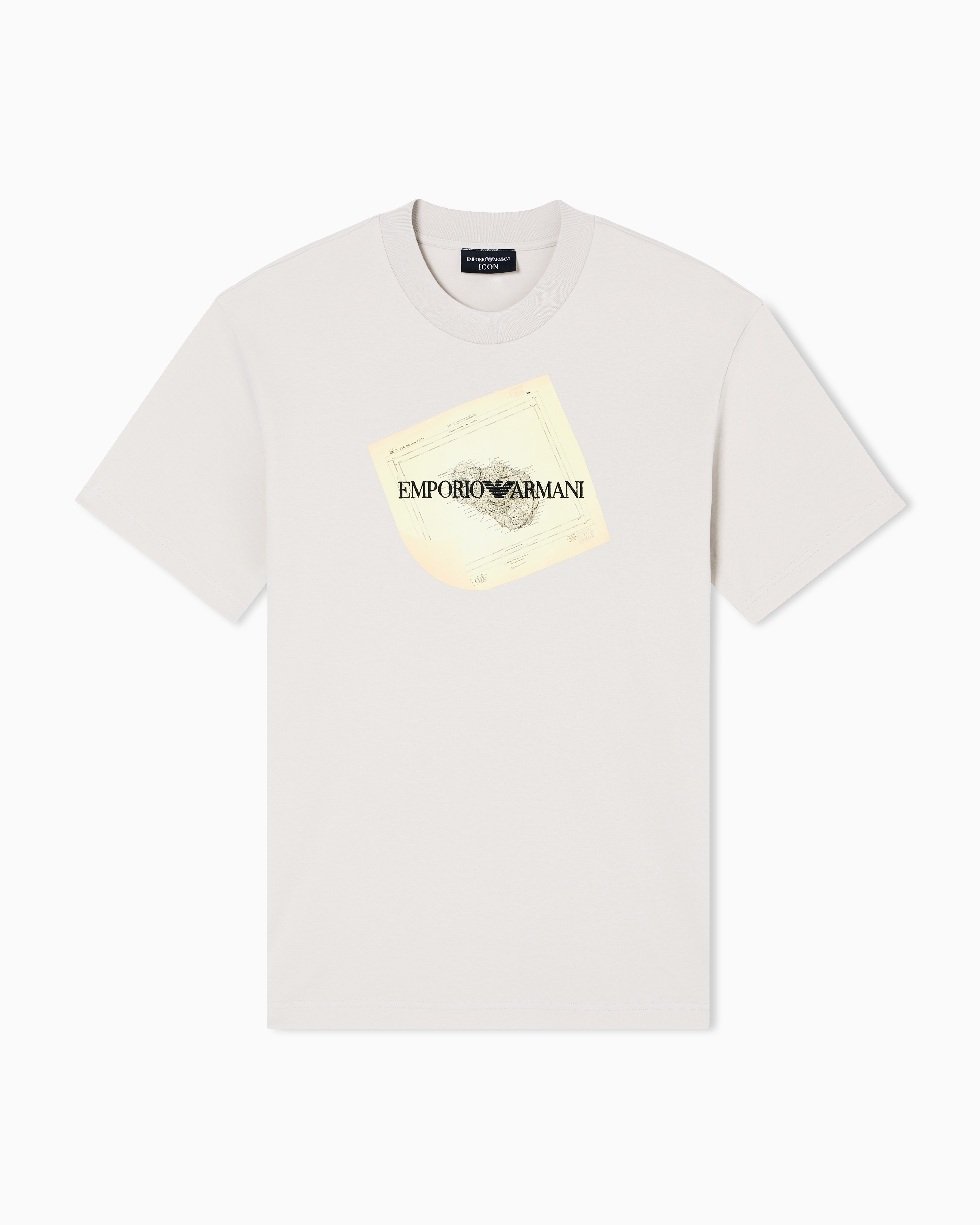 Emporio Armani Beige Icon Interlock Jersey T-Shirt With Embroidery