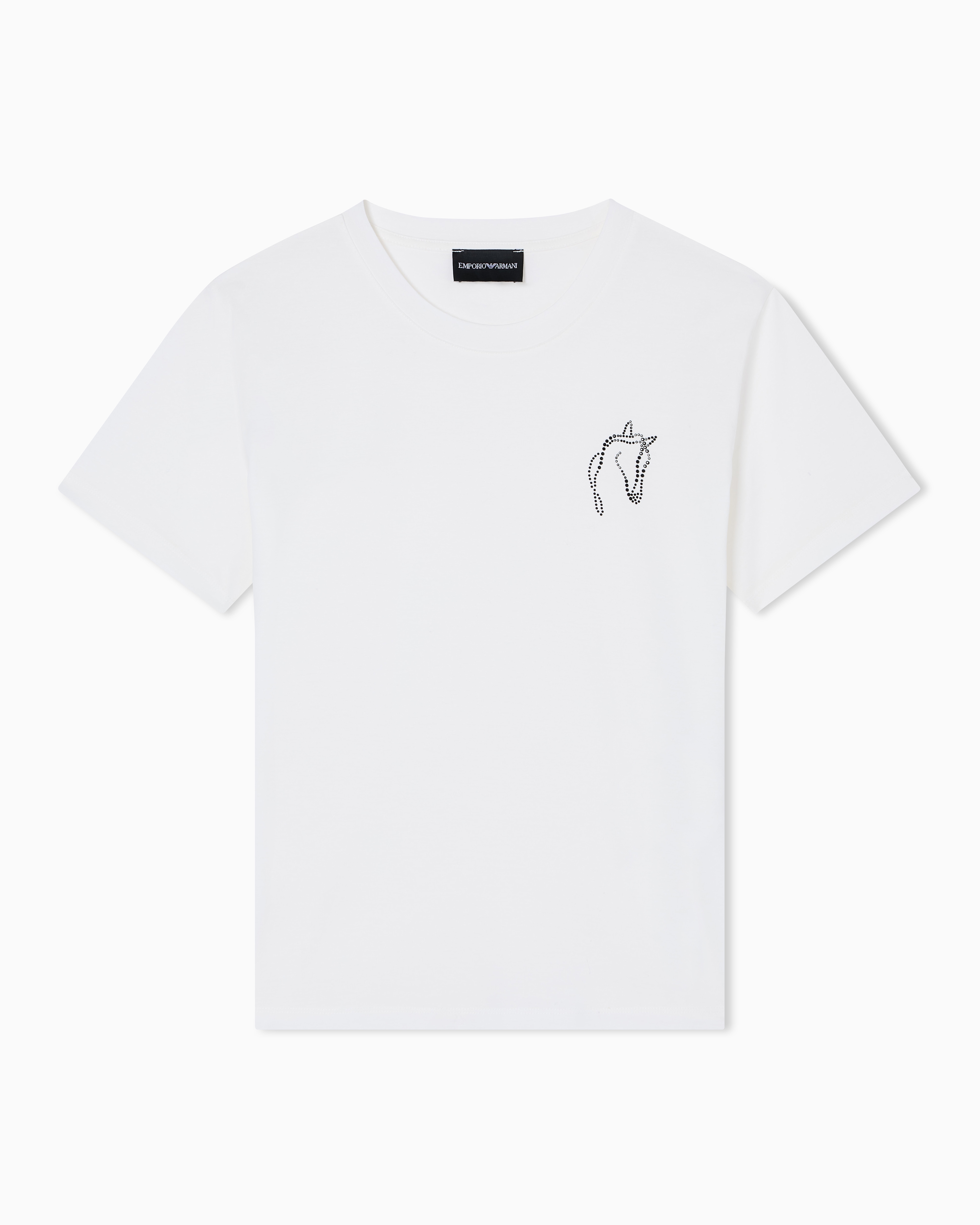 Emporio Armani Slim Fit Jersey T-shirt With Lunar New Year Rhinestone Shape In White