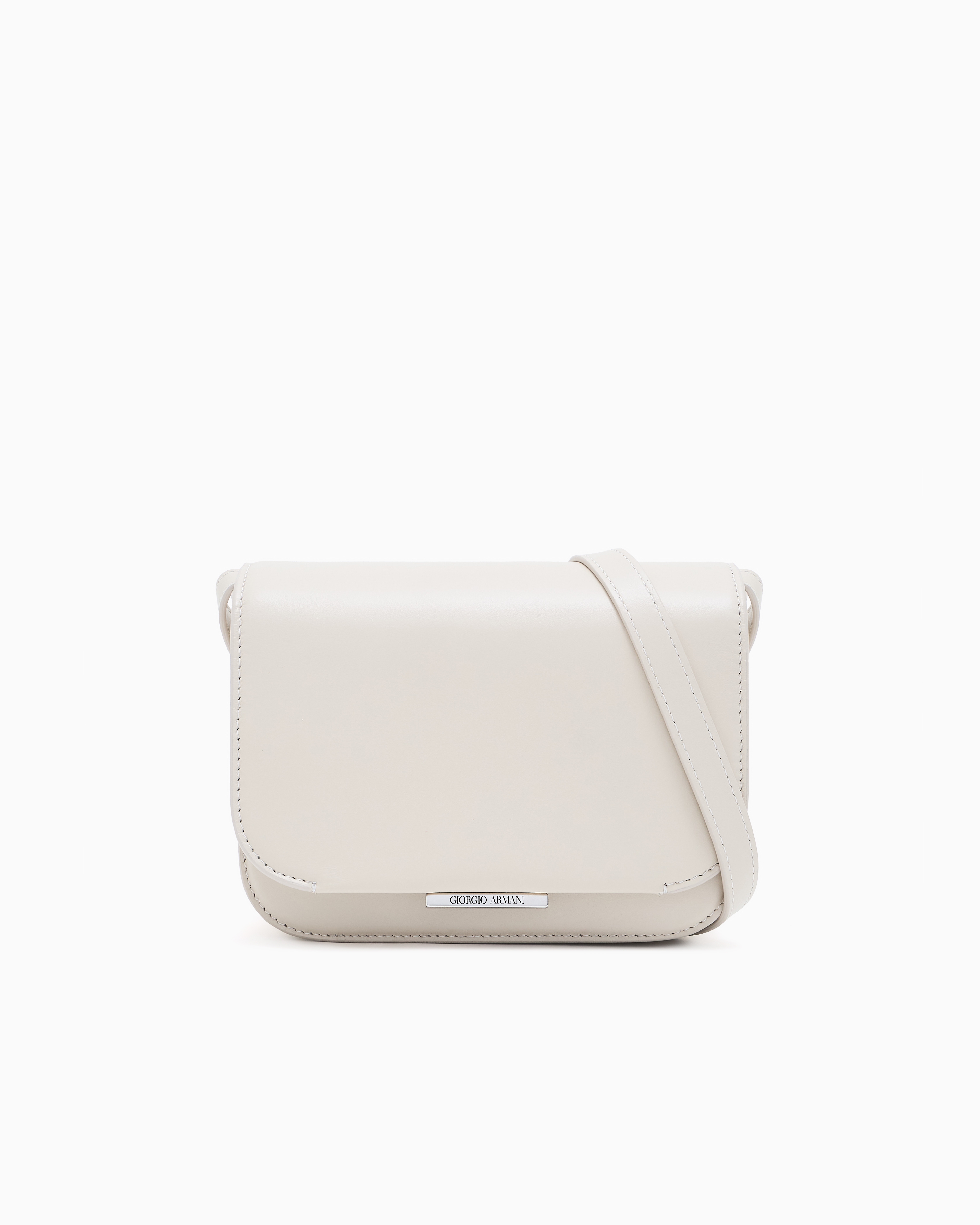 Giorgio Armani Small Leather Shoulder Bag In White