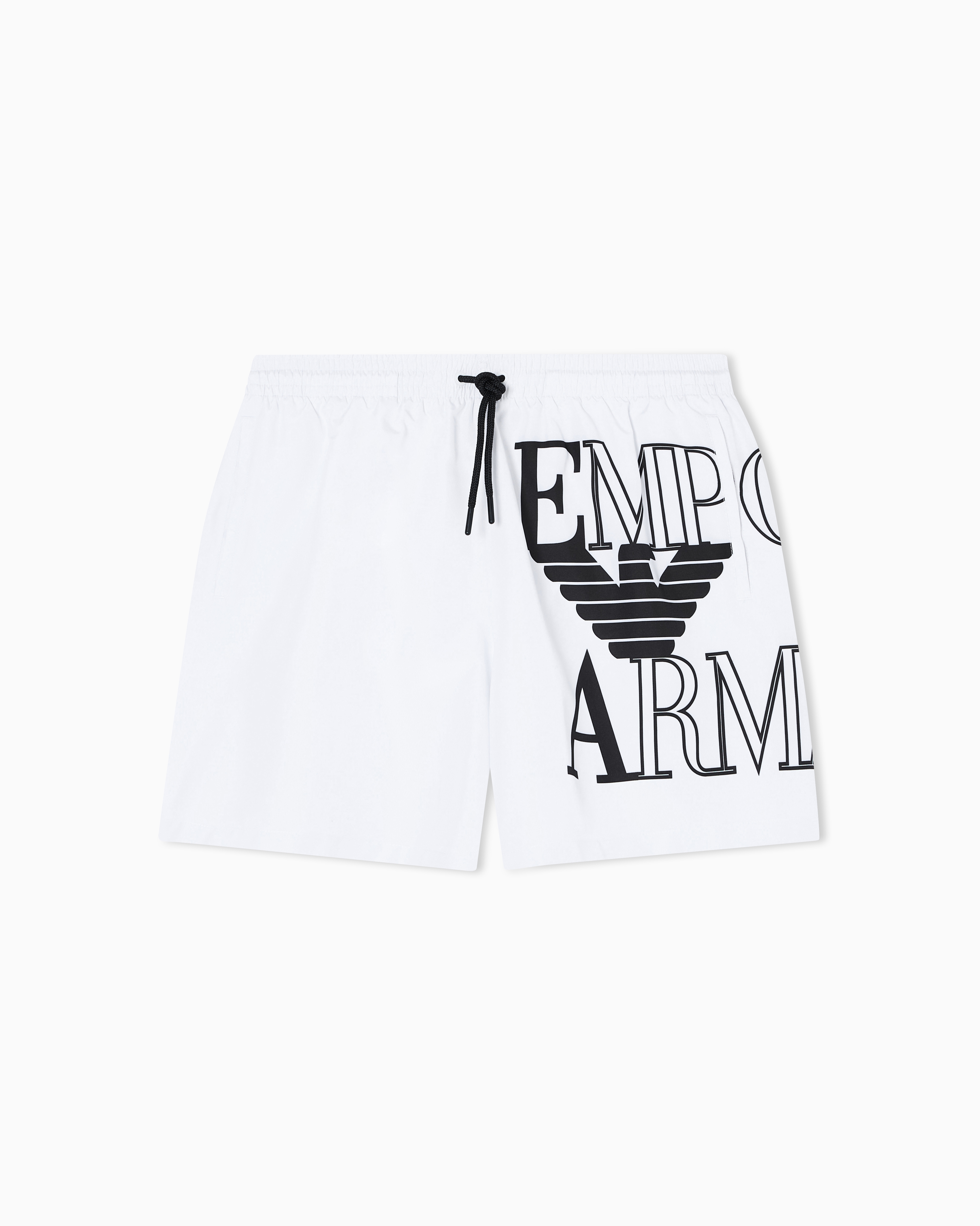 Emporio Armani White Costume Shorts Bold Logo