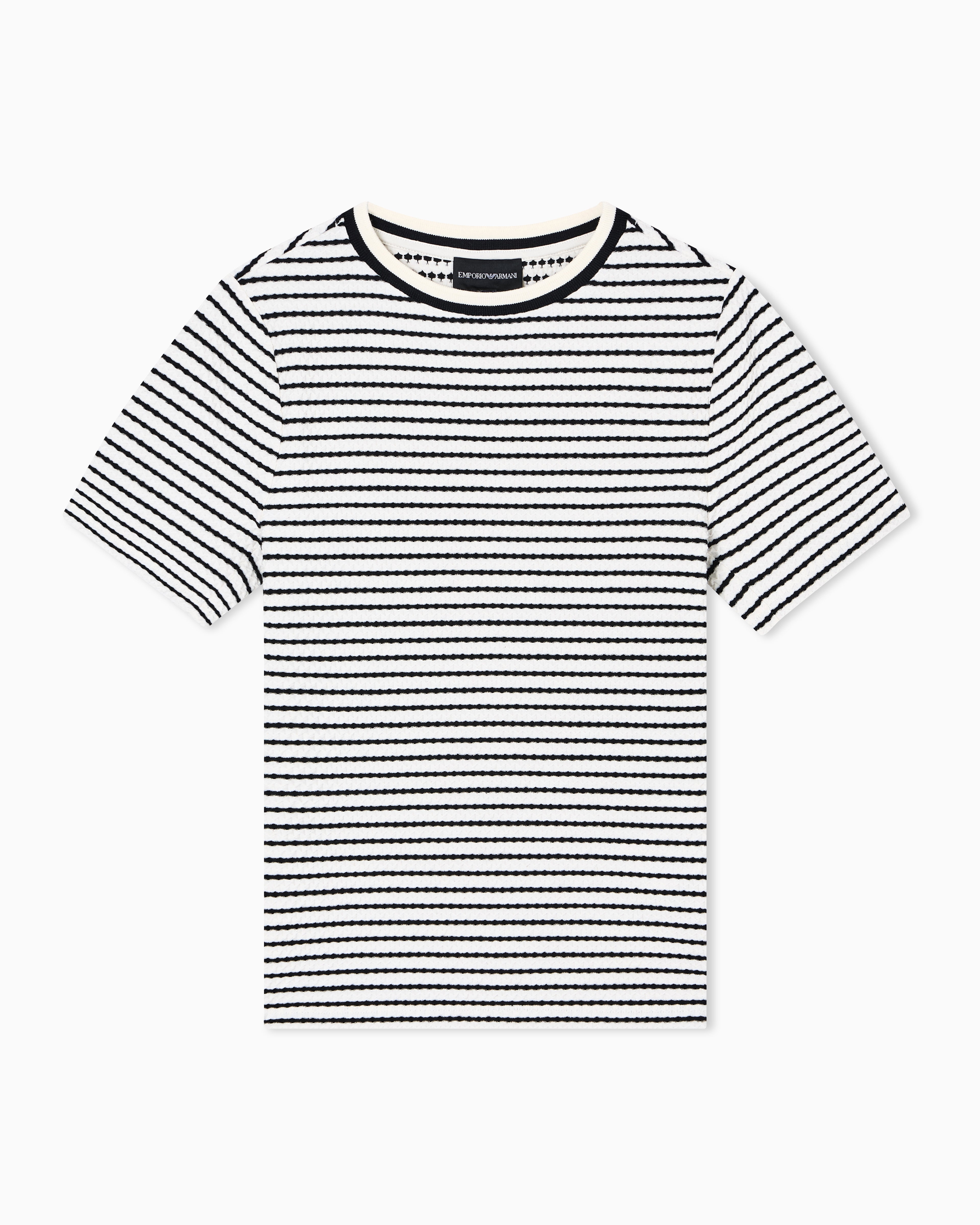 Emporio Armani White Embossed-Effect Jacquard Jersey Jumper