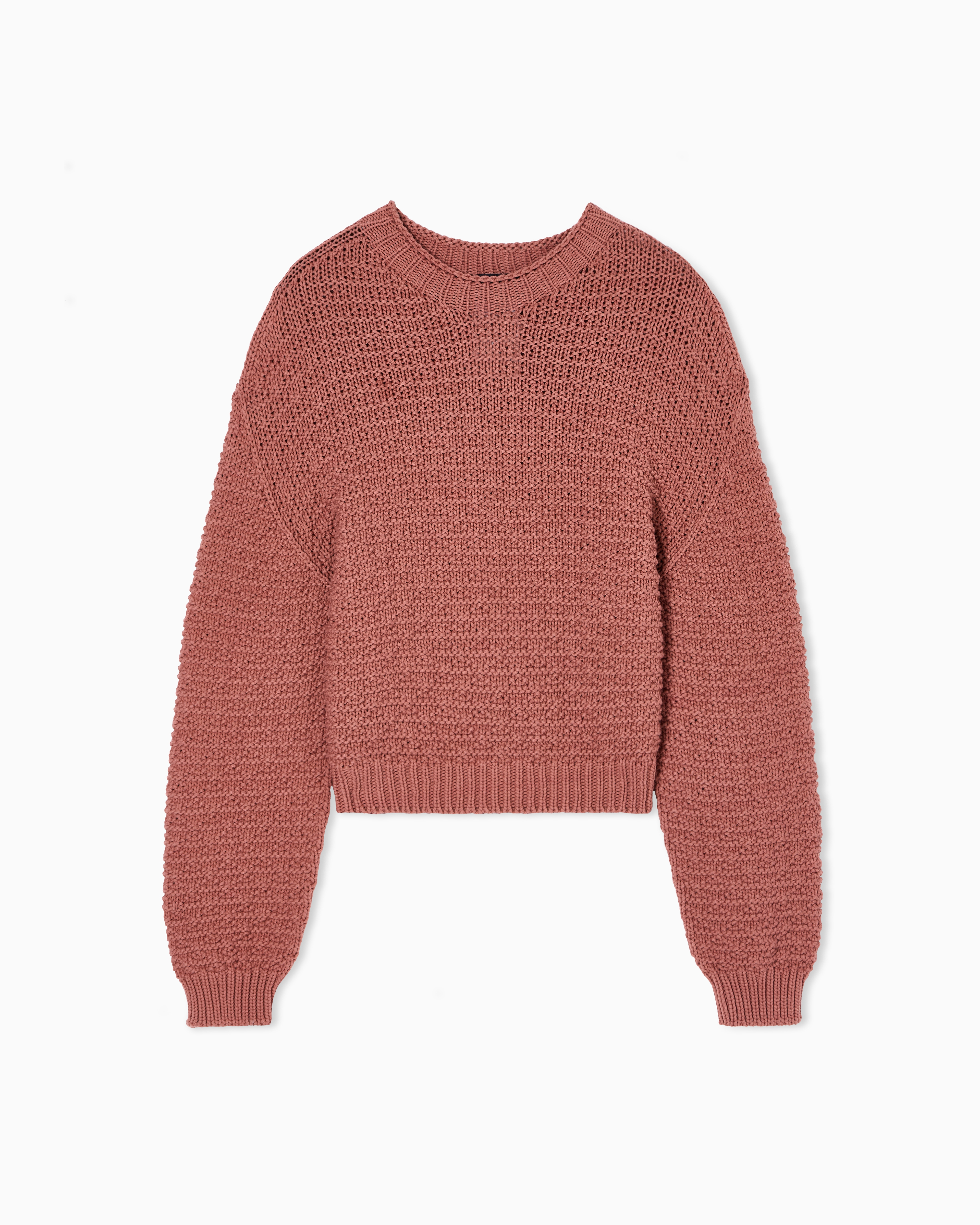Emporio Armani Sweater With Links Stitch Texture And 3d Icon Motif In Pink