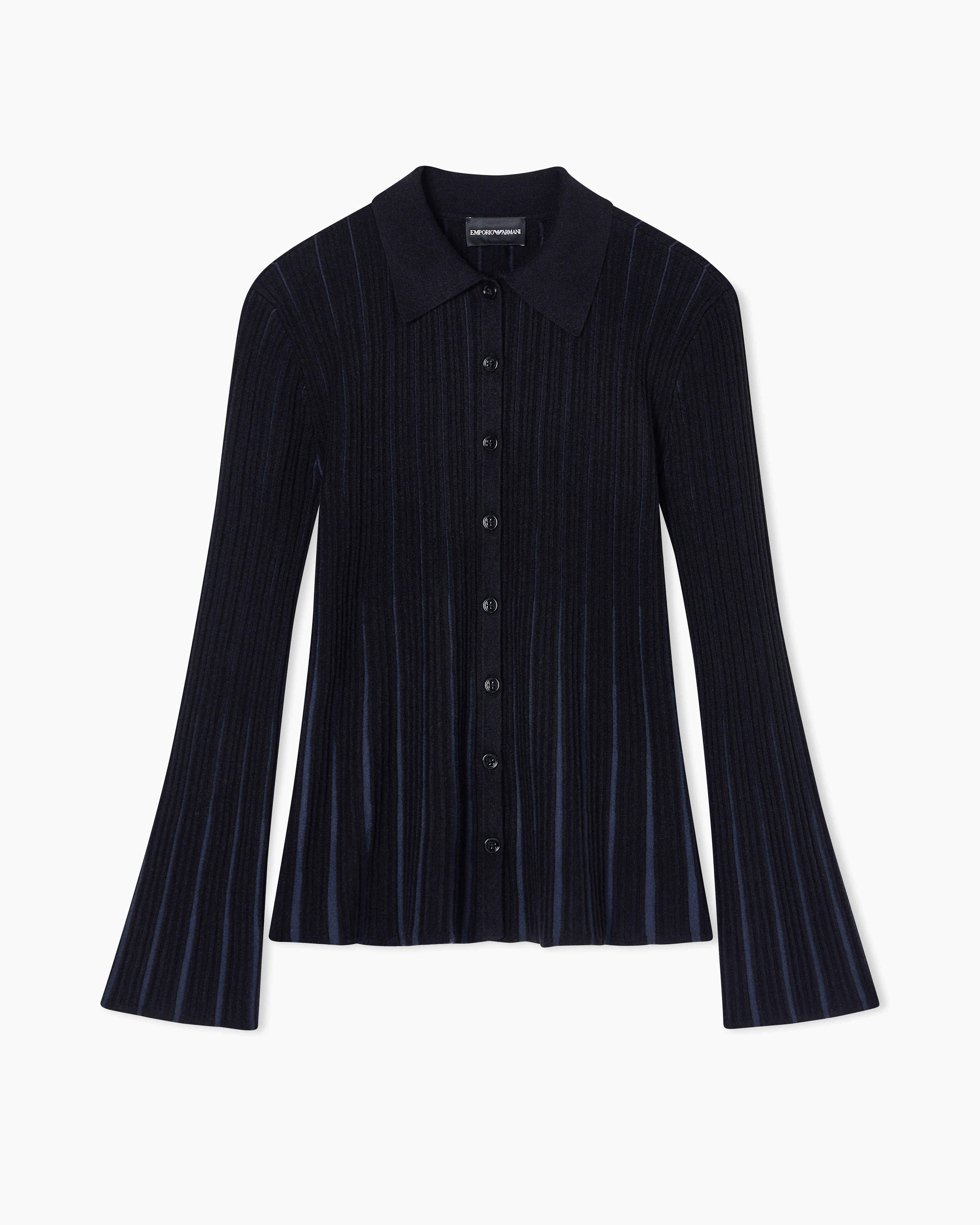 Emporio Armani Cardigan Collo Classico In Maglia A Coste Vanisé