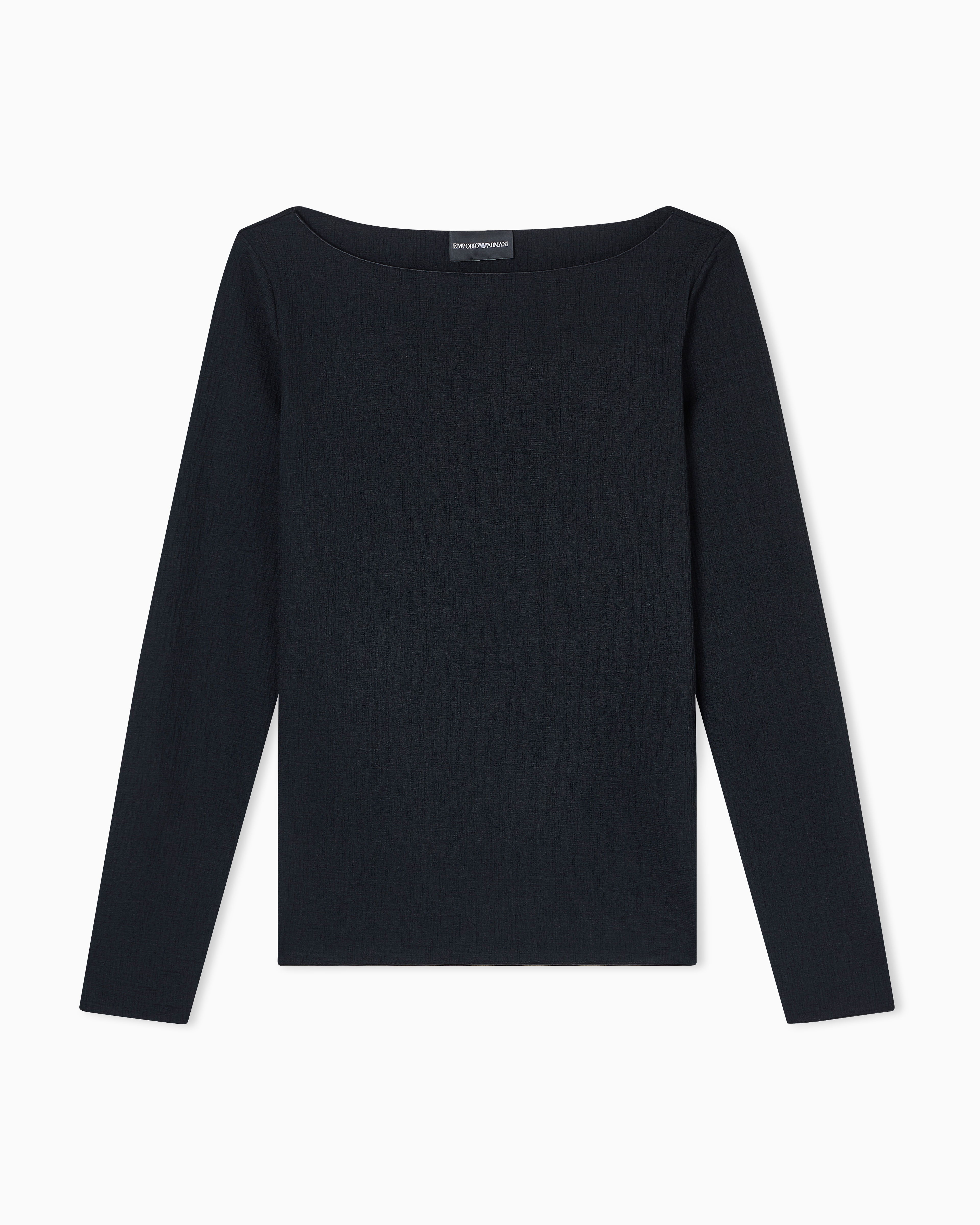 Emporio Armani Jacquard Boat-neck Top In Black