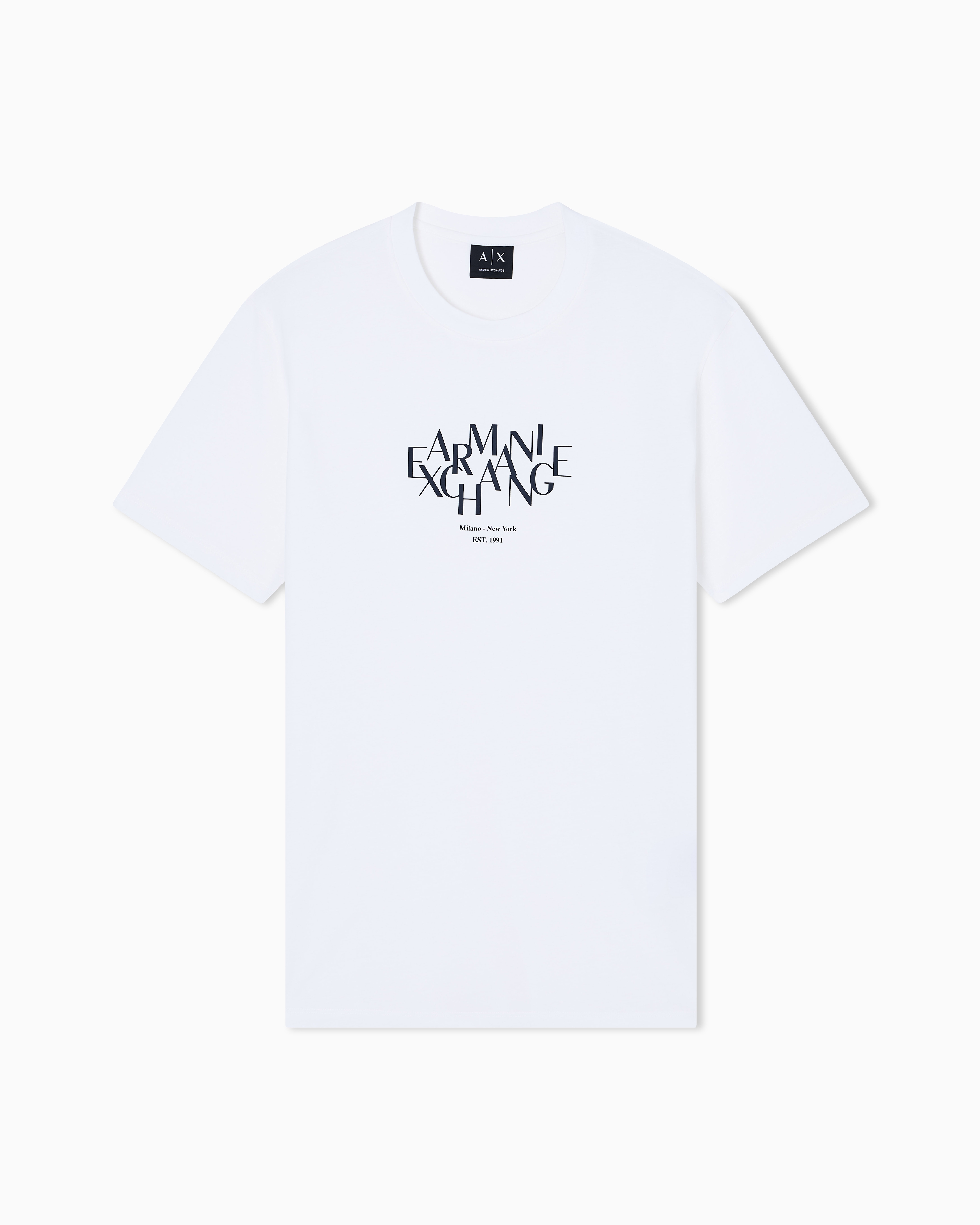 Armani Exchange White Regular-Fit T-Shirt In Solid-Color Cotton Jersey