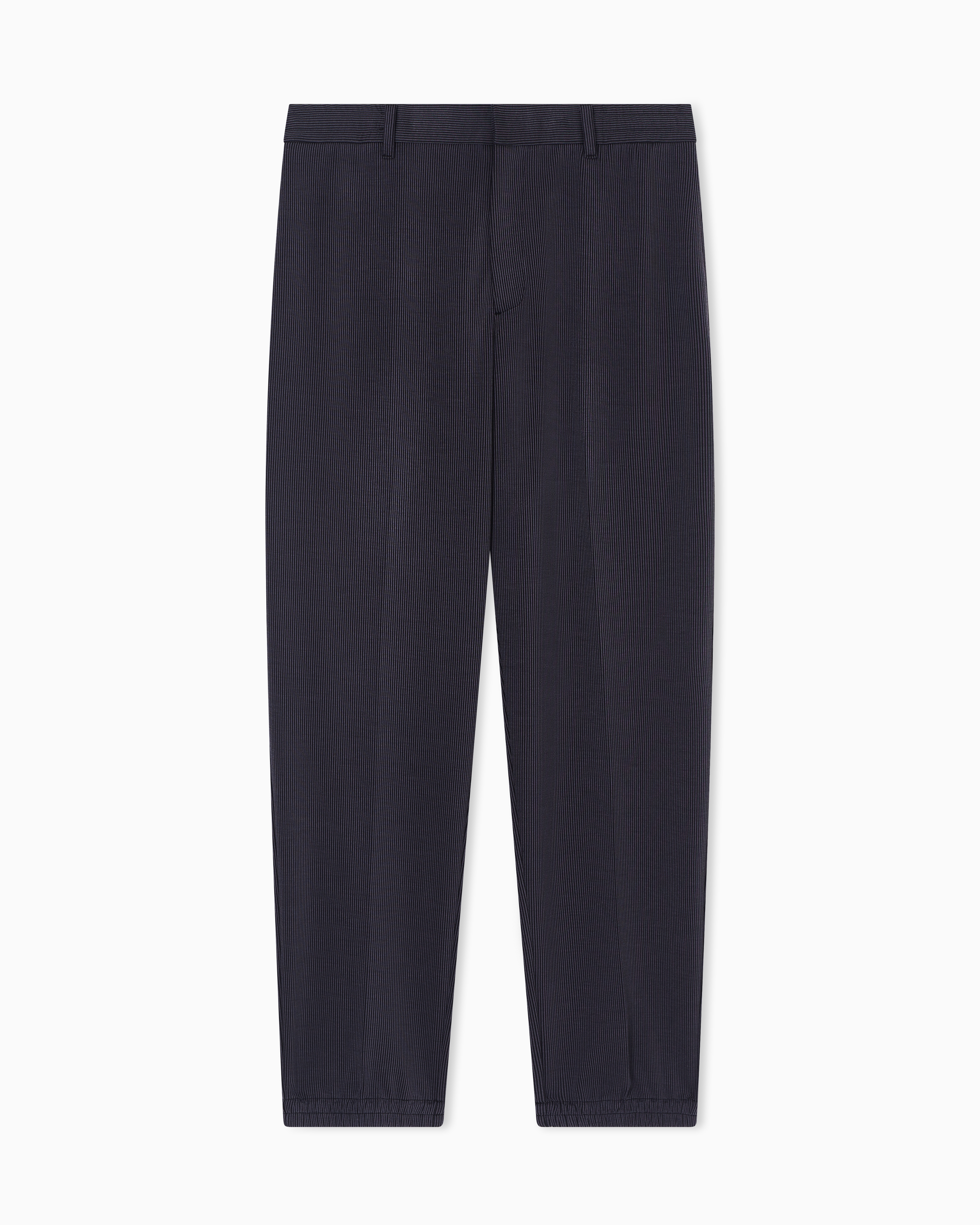 Emporio Armani Navy Blue Canneté Trousers