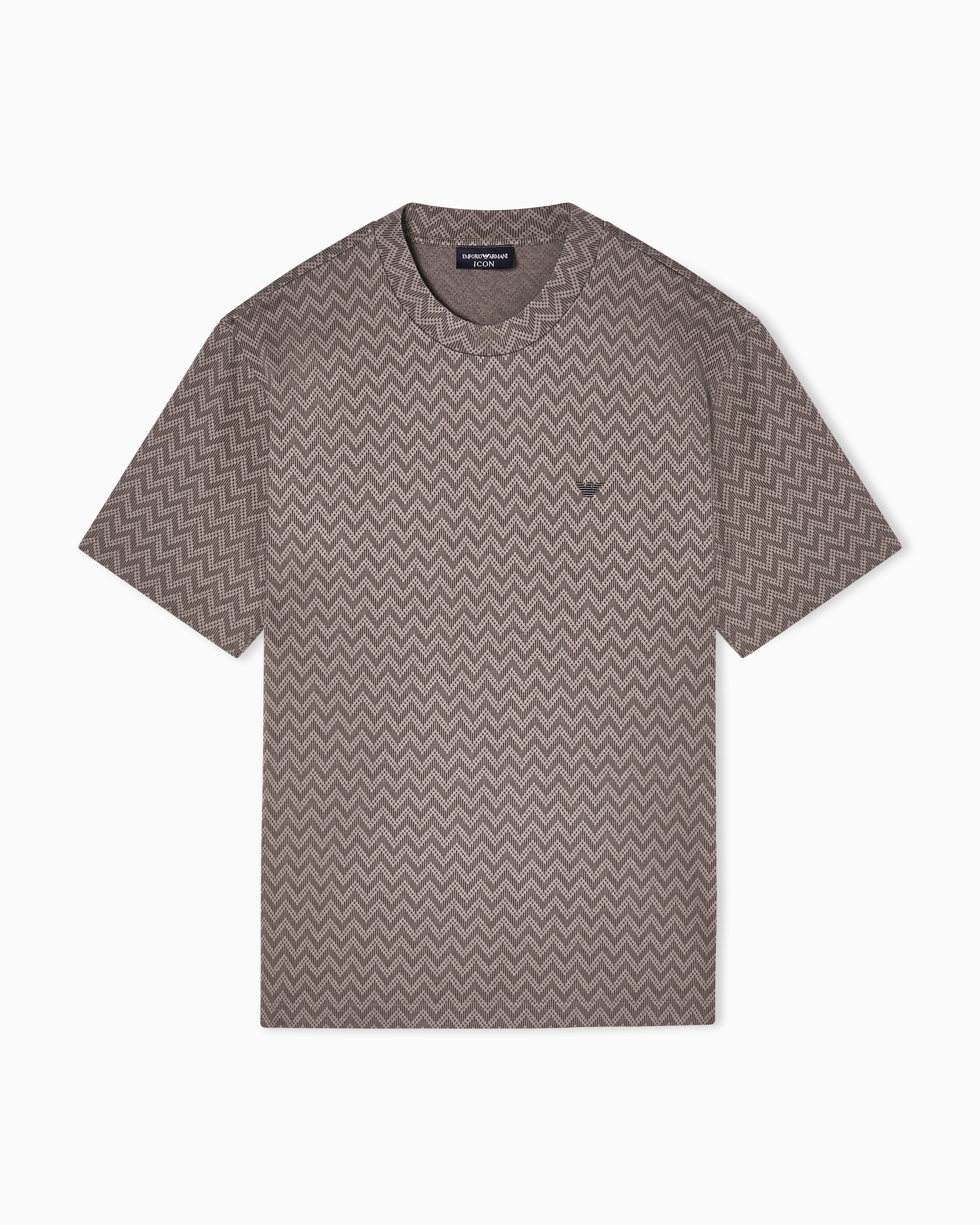 Emporio Armani T-Shirt Slim Fit In Jersey Di Cotone Jacquard Capsule Icon