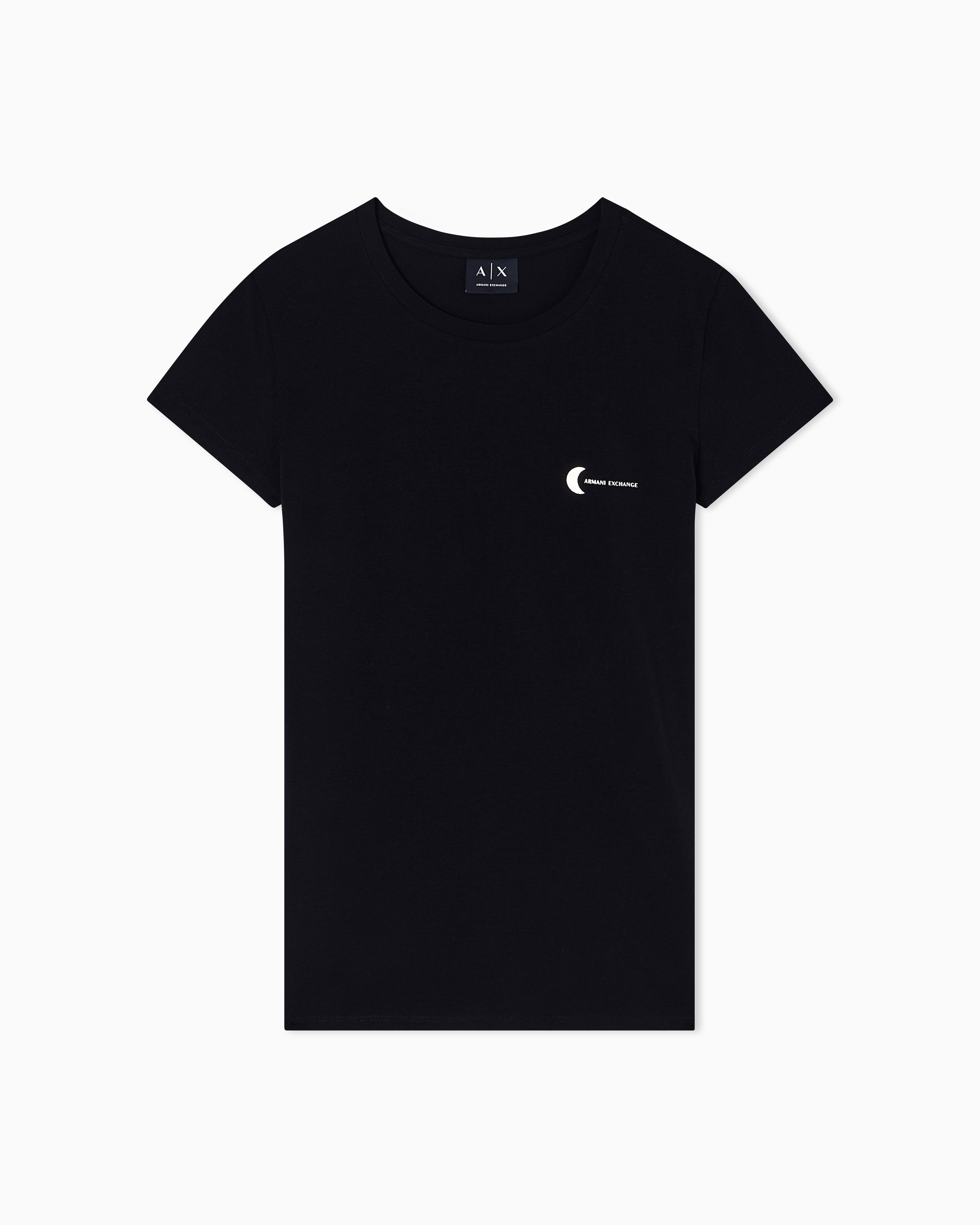 Armani Exchange Black Slim Fit T-Shirt In Stretch Cotton Jersey