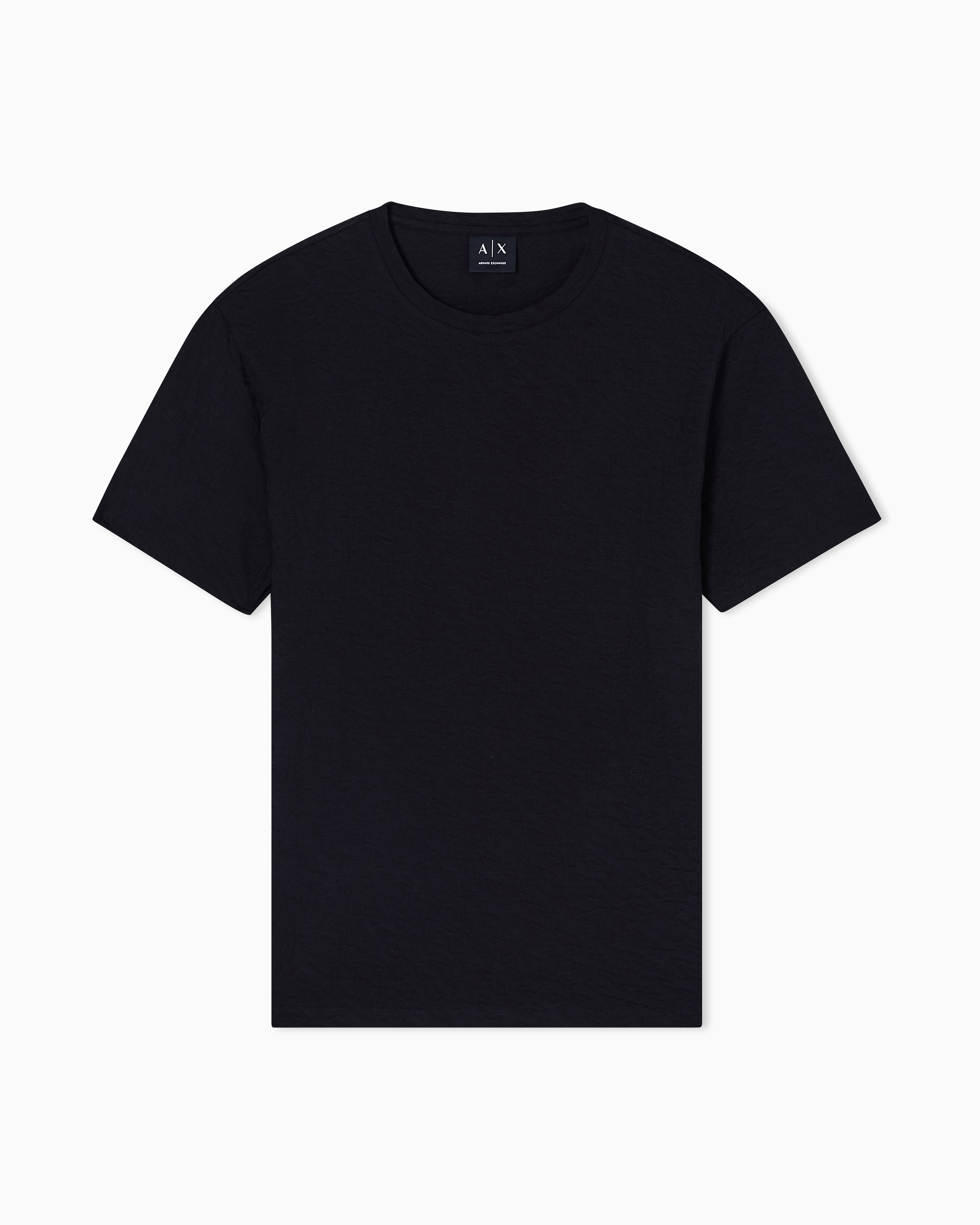 Armani Exchange Black Slim Fit Mercerized Cotton Jacquard T-Shirt