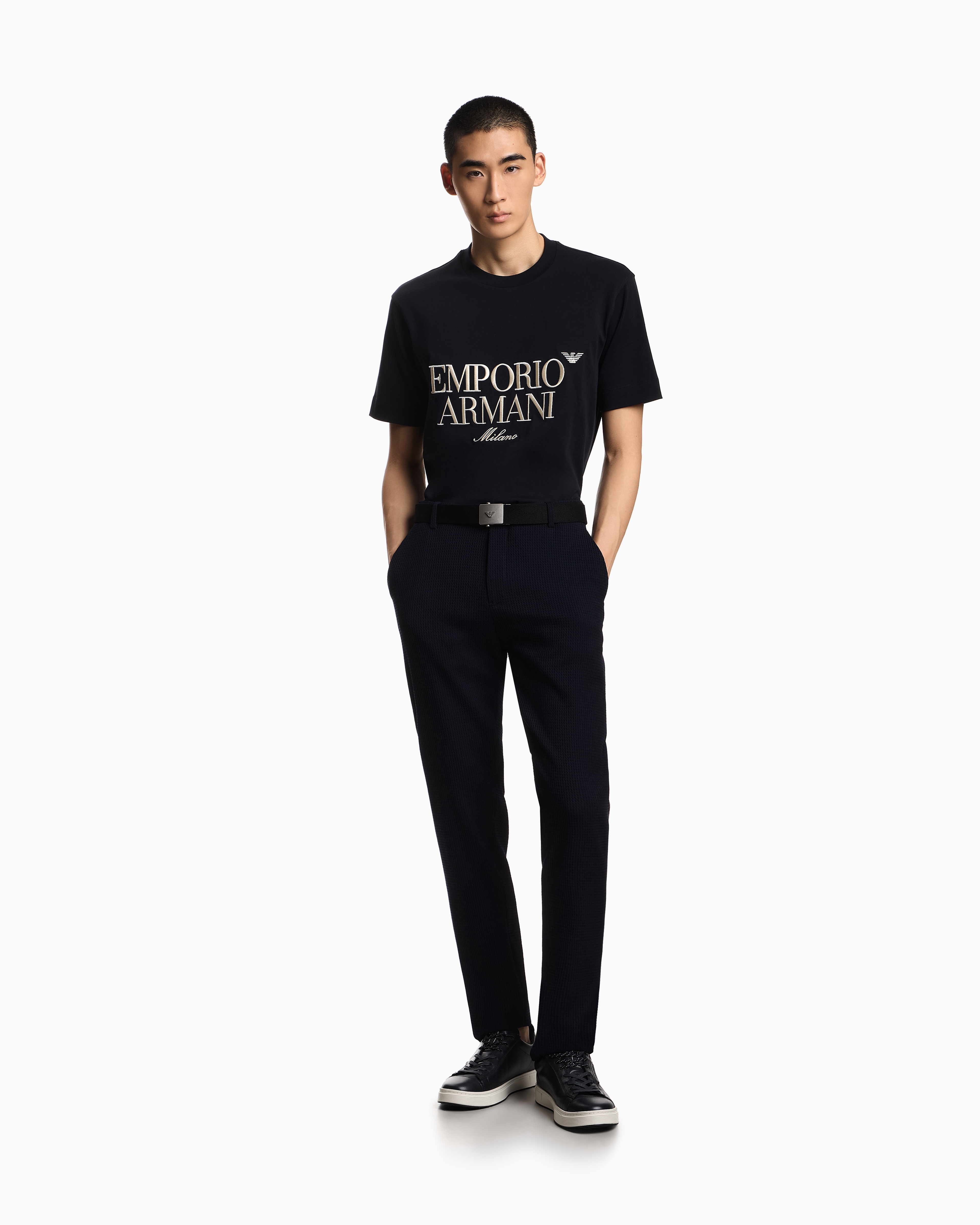 パンツ 3Dワッフル風ウールジャージー | Emporio Armani