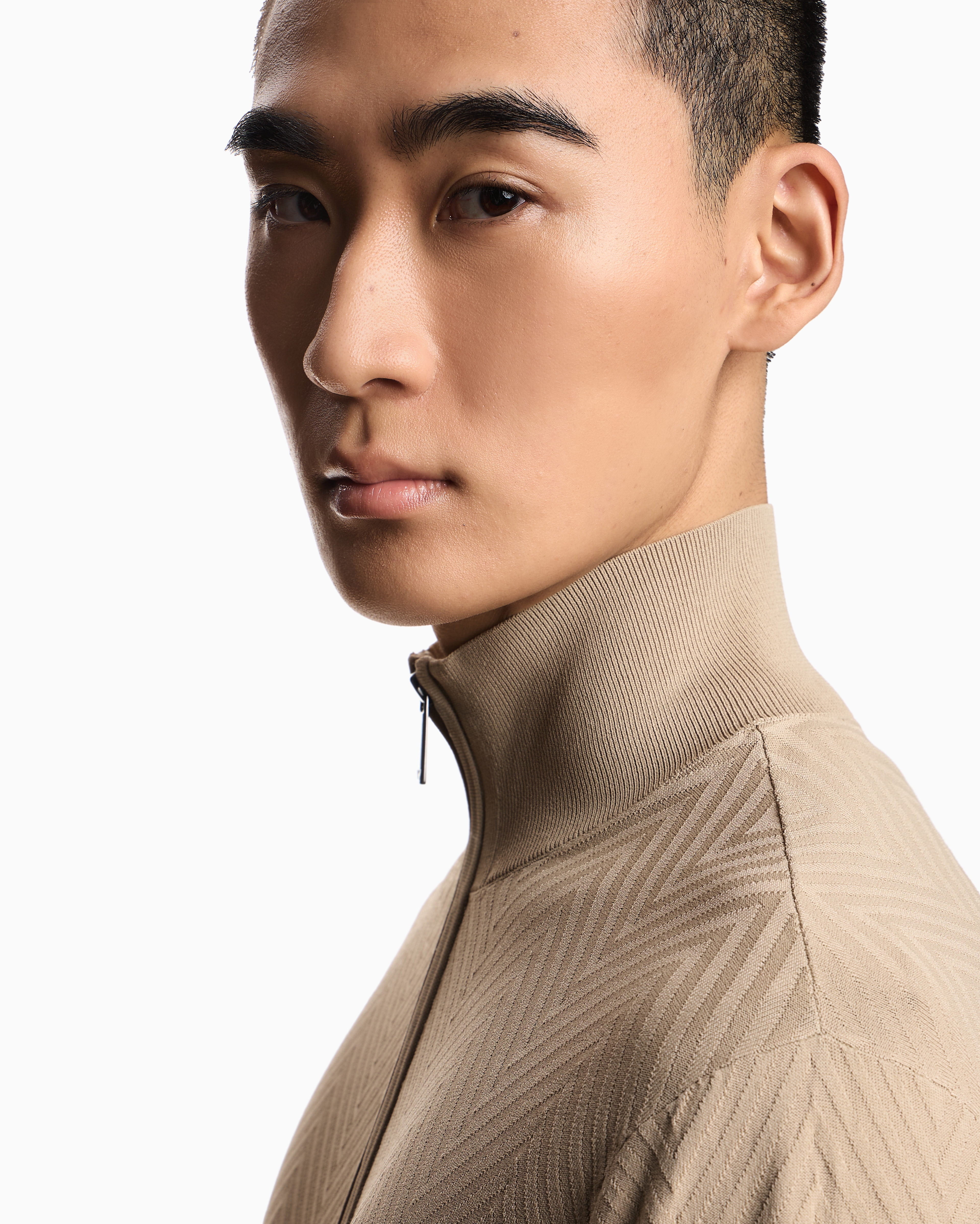 Icon フルジップカーディガン ビスコース混紡 シェブロン | Emporio Armani