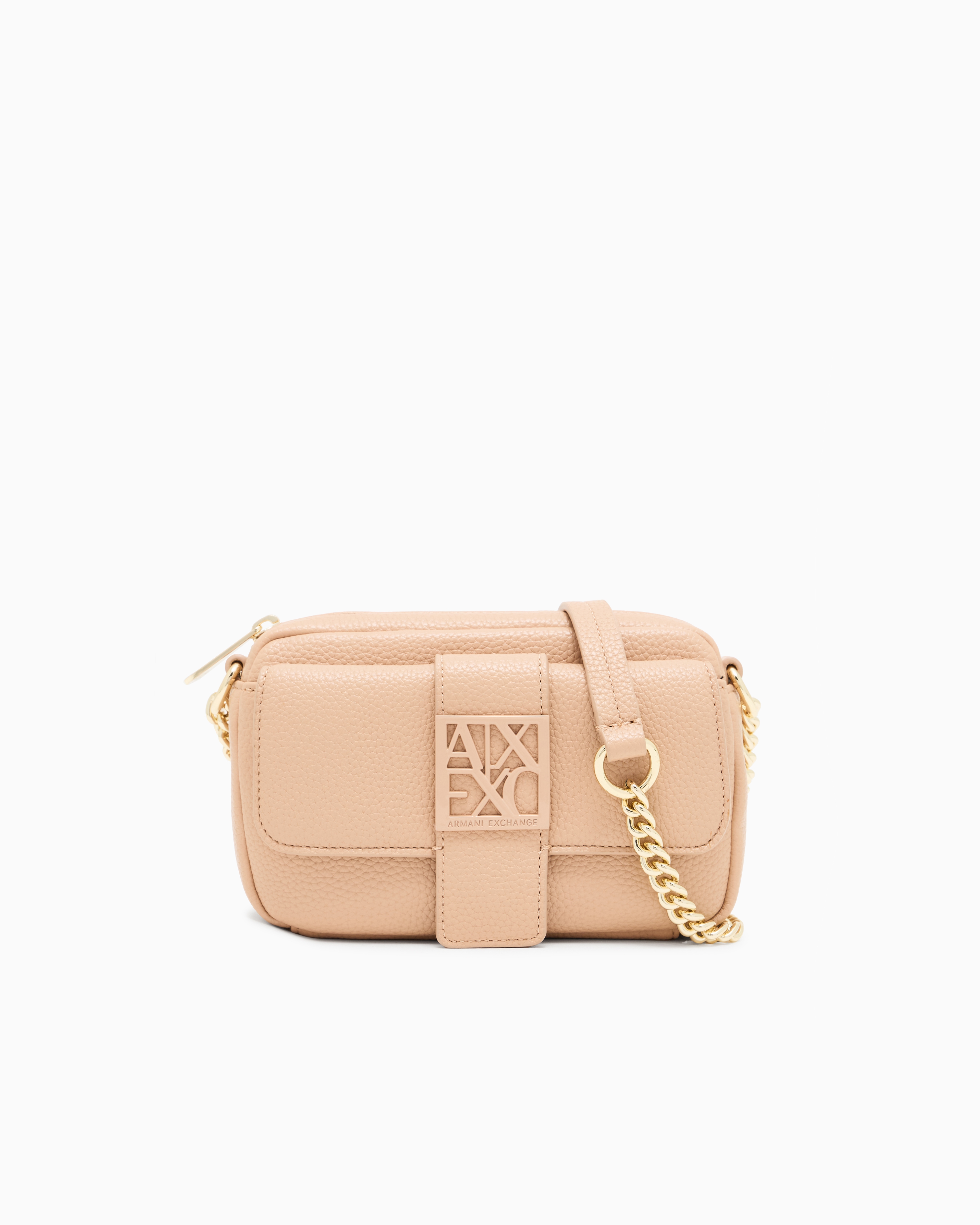 Armani Exchange Beige Camera Case Messenger Bag In Coated Fabric