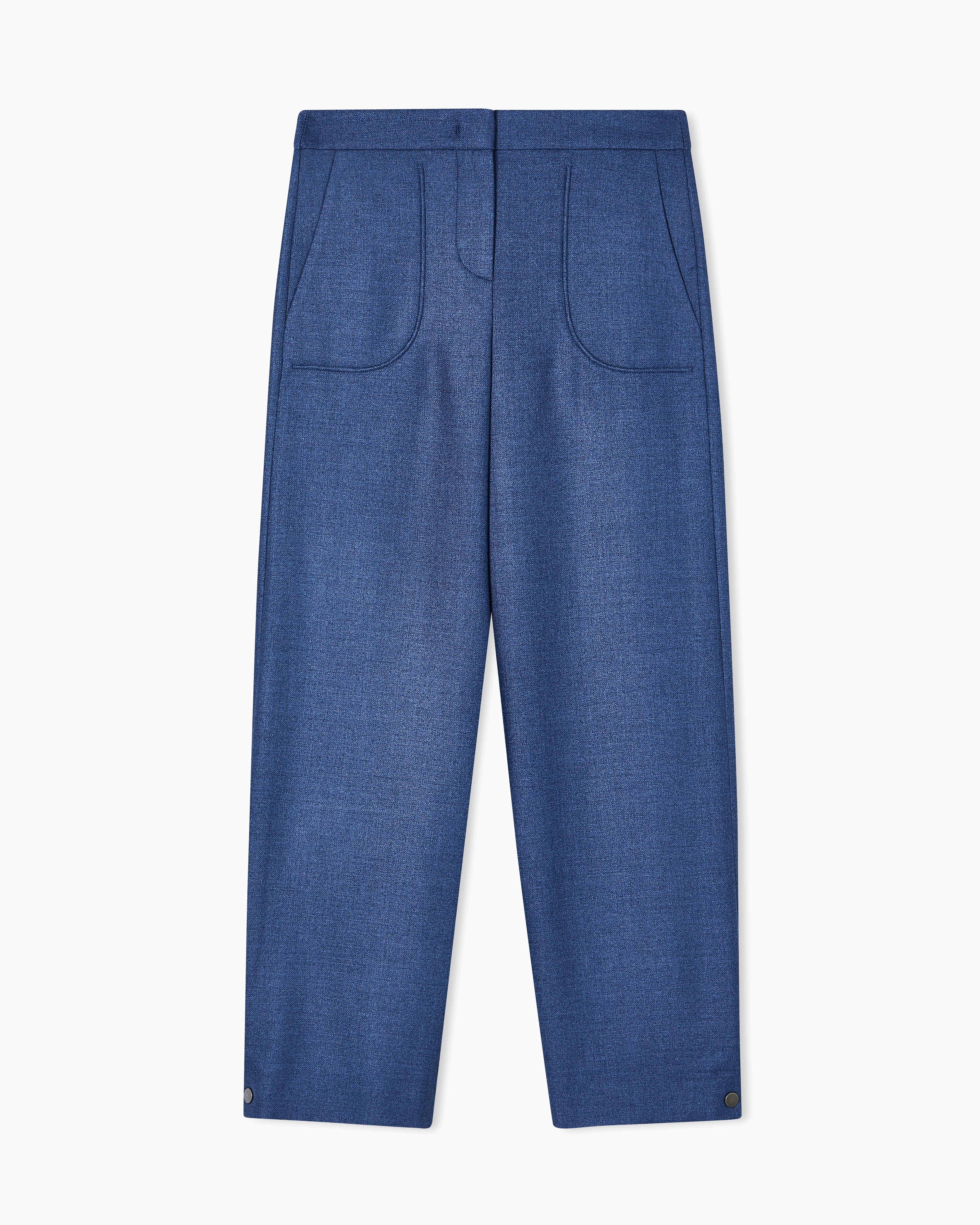 Giorgio Armani Blue Silk And Wool Trousers