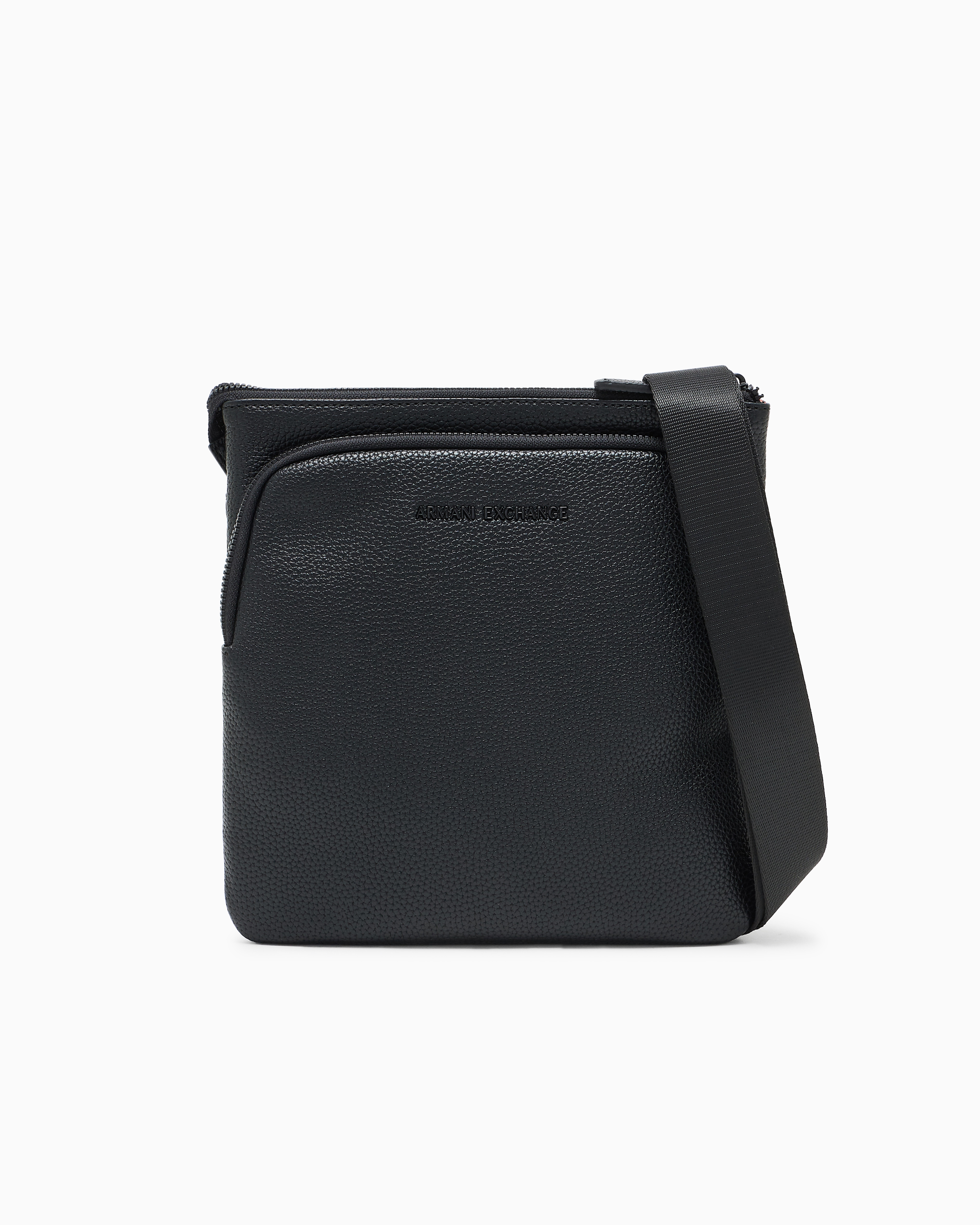 Armani Exchange Black Faux Leather Shoulder Bag With Logo