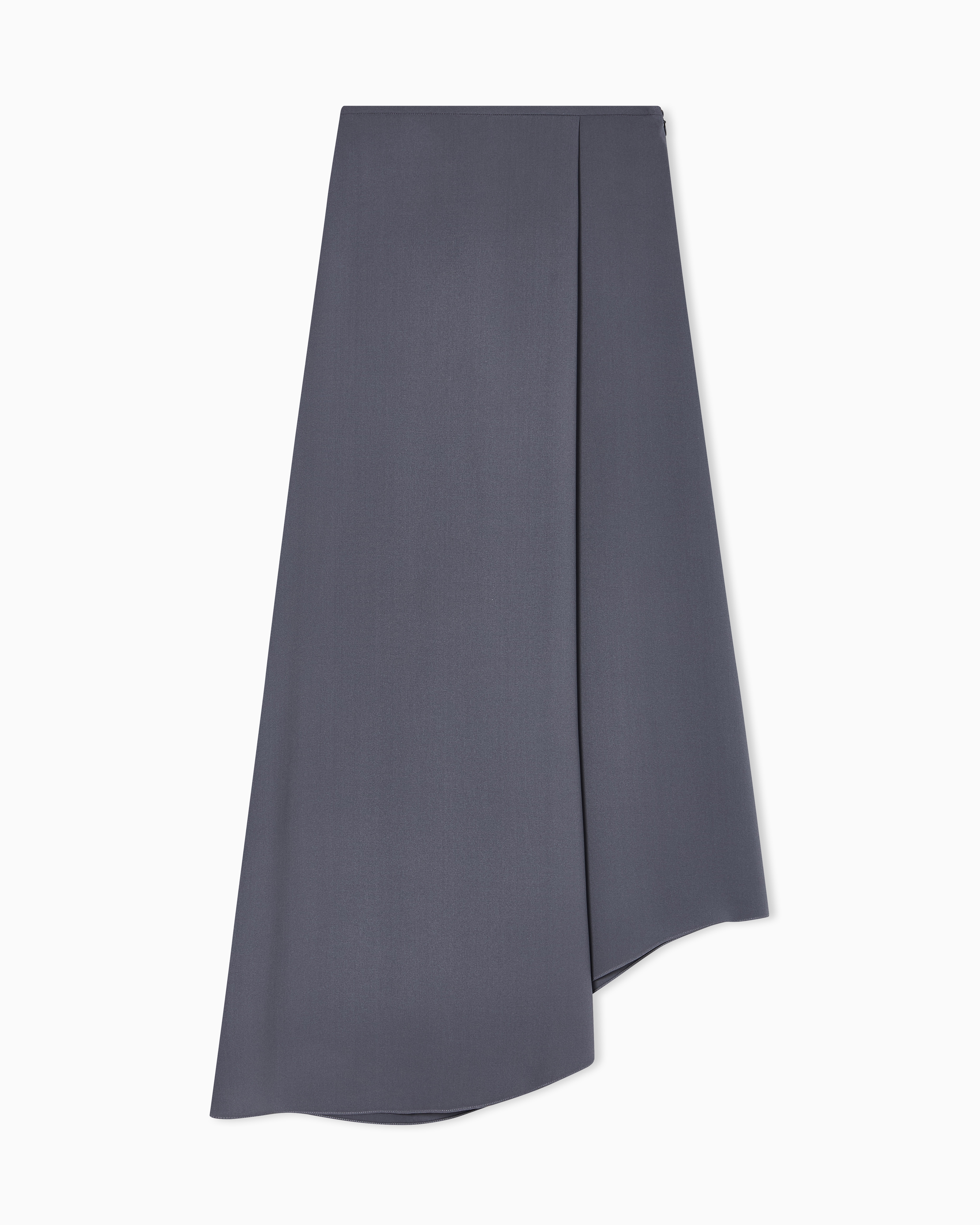 Giorgio Armani Asymmetrical Midi Skirt In Silk Crêpe In Gray